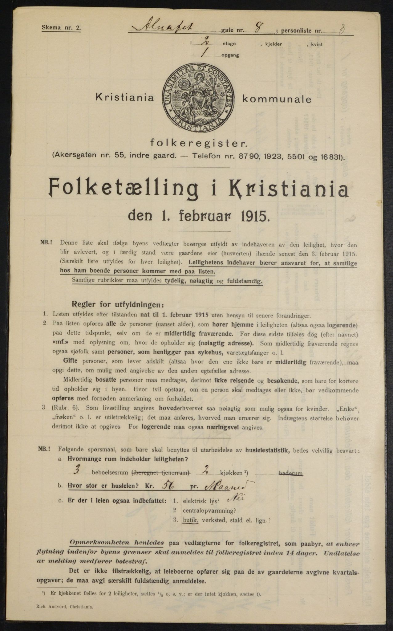 OBA, Kommunal folketelling 1.2.1915 for Kristiania, 1915, s. 1111