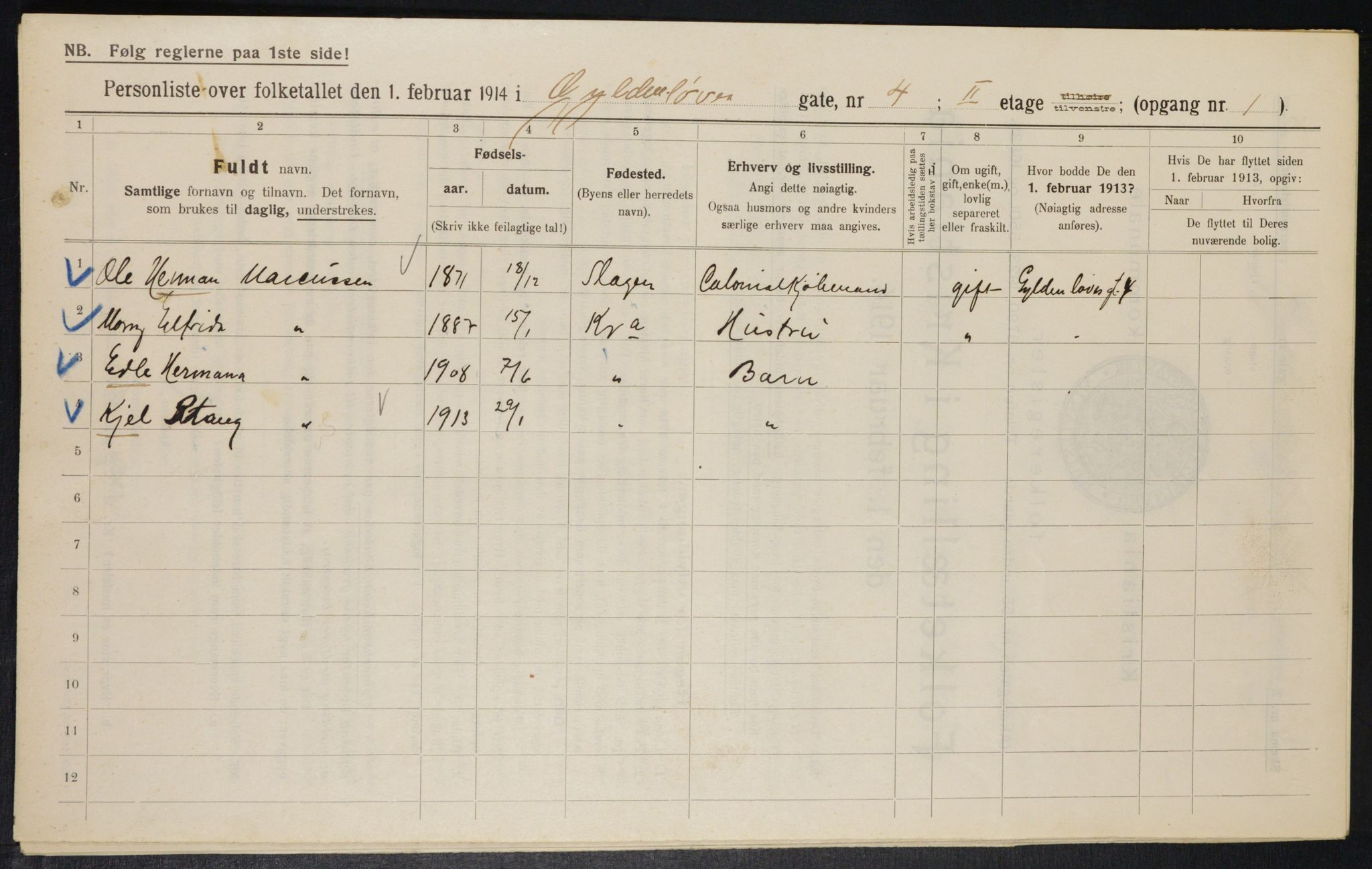 OBA, Kommunal folketelling 1.2.1914 for Kristiania, 1914, s. 32567