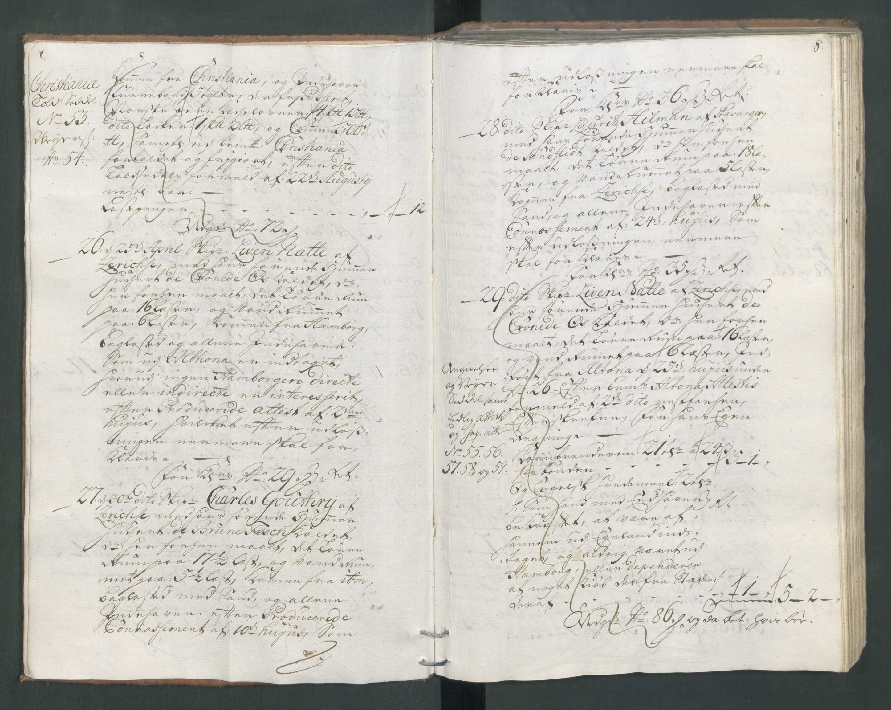 Generaltollkammeret, tollregnskaper, AV/RA-EA-5490/R22/L0011/0001: Tollregnskaper Stavanger / Hovedtollbok, 1731, s. 7b-8a