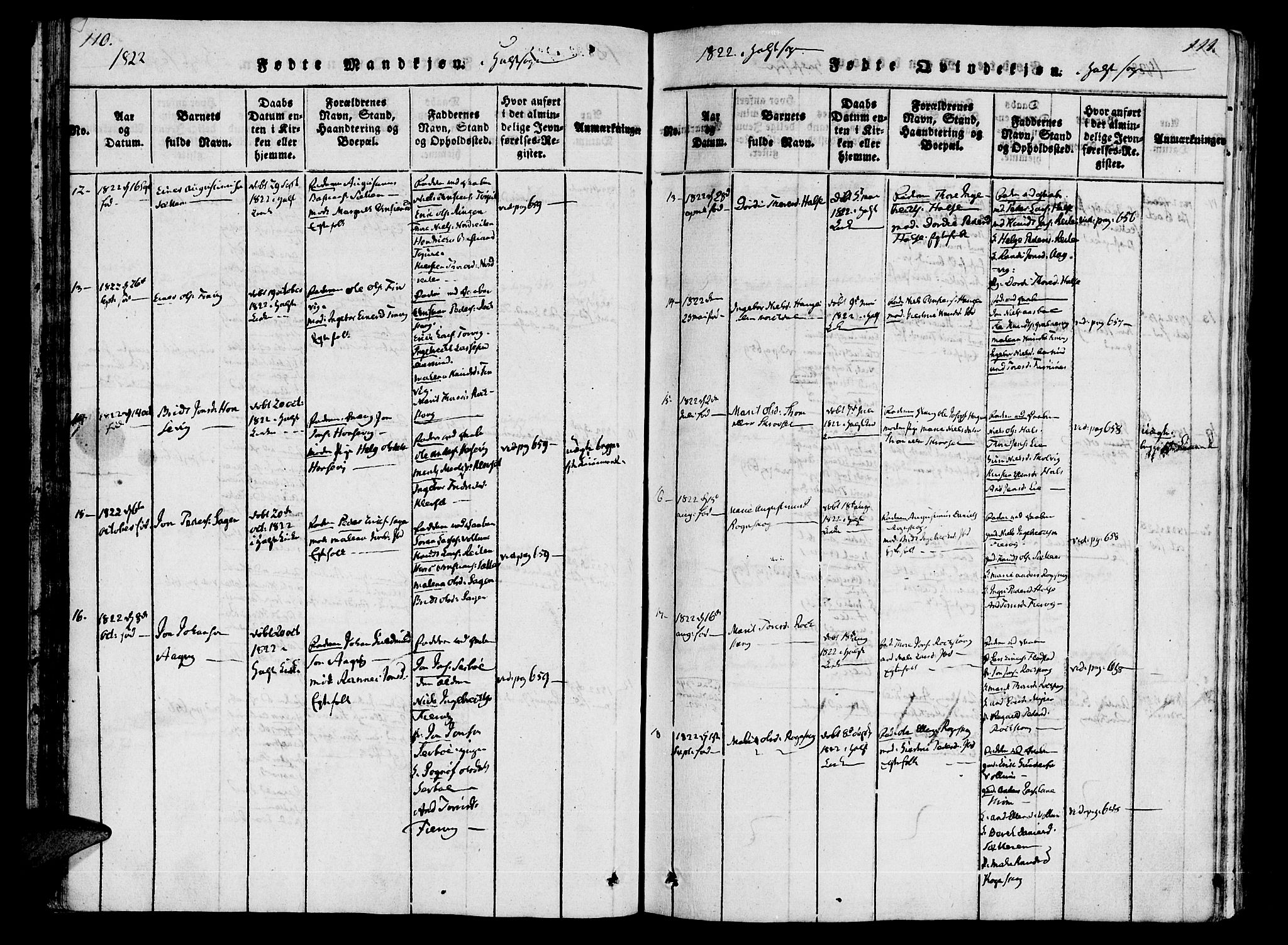 Ministerialprotokoller, klokkerbøker og fødselsregistre - Møre og Romsdal, SAT/A-1454/592/L1023: Ministerialbok nr. 592A02, 1820-1830, s. 110-111