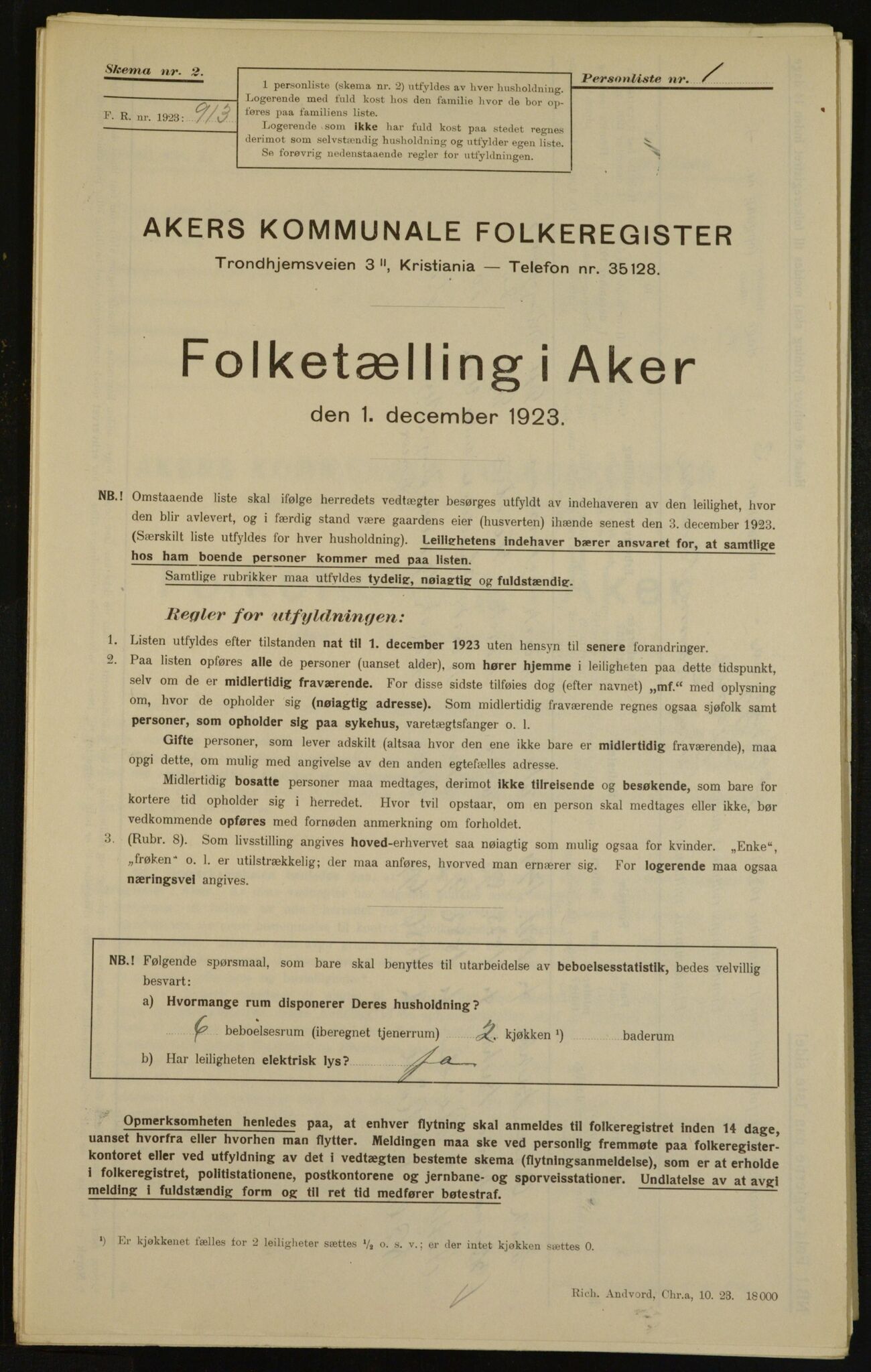 , Kommunal folketelling 1.12.1923 for Aker, 1923, s. 28422