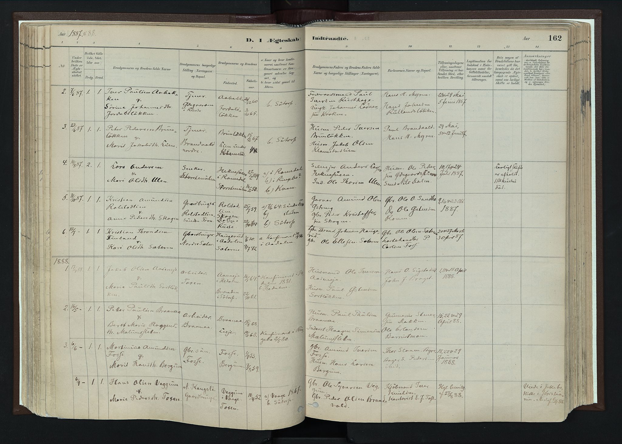 Nord-Fron prestekontor, AV/SAH-PREST-080/H/Ha/Haa/L0004: Ministerialbok nr. 4, 1884-1914, s. 162