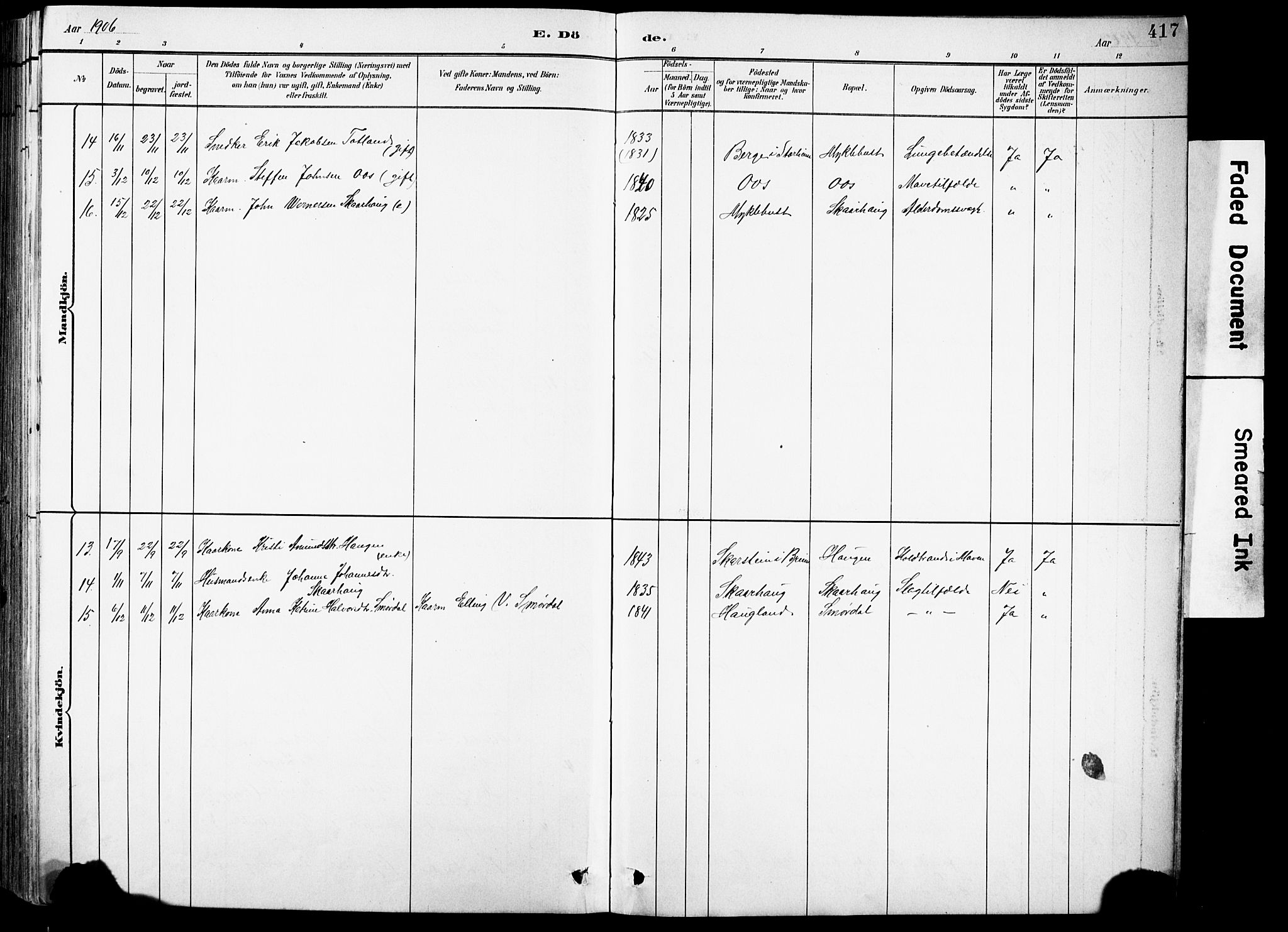 Eid sokneprestembete, AV/SAB-A-82301/H/Hab/Habb/L0002: Klokkerbok nr. B 2, 1882-1907, s. 417