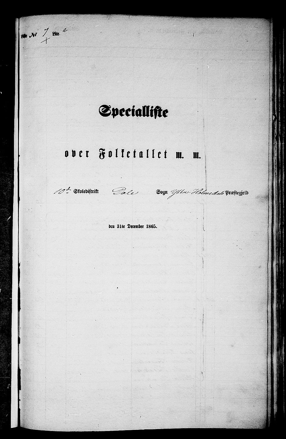 RA, Folketelling 1865 for 1429P Ytre Holmedal prestegjeld, 1865, s. 116