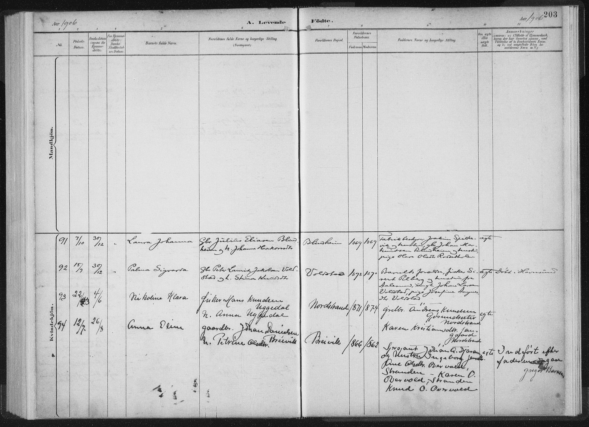 Ministerialprotokoller, klokkerbøker og fødselsregistre - Møre og Romsdal, AV/SAT-A-1454/528/L0405: Ministerialbok nr. 528A14, 1891-1906, s. 203