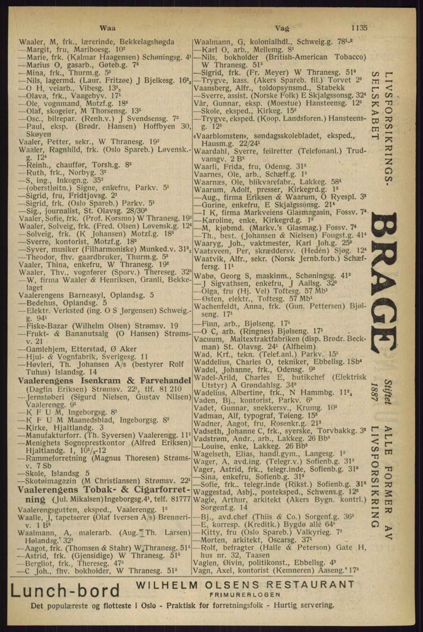 Kristiania/Oslo adressebok, PUBL/-, 1927, s. 1135