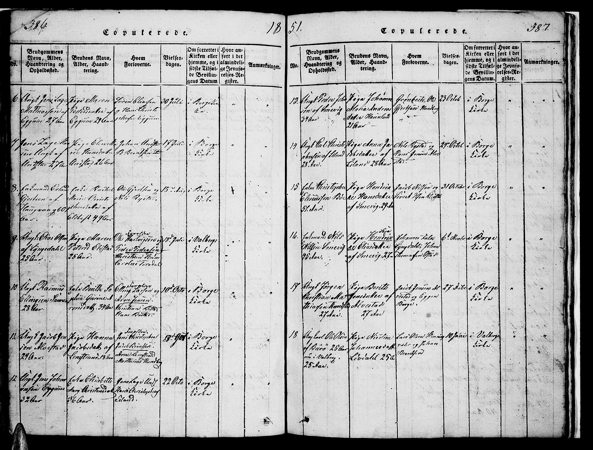 Ministerialprotokoller, klokkerbøker og fødselsregistre - Nordland, AV/SAT-A-1459/880/L1139: Klokkerbok nr. 880C01, 1836-1857, s. 386-387