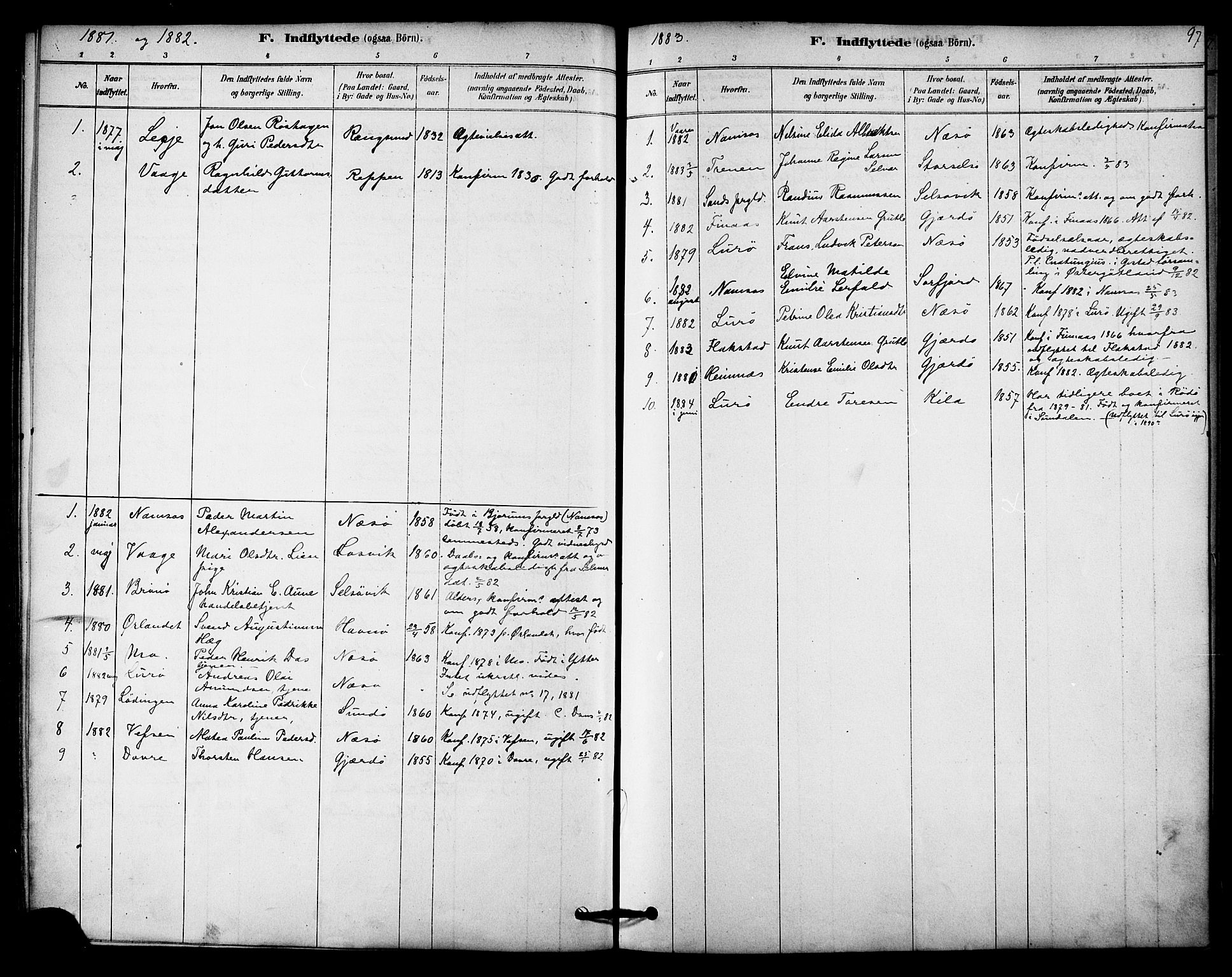 Ministerialprotokoller, klokkerbøker og fødselsregistre - Nordland, AV/SAT-A-1459/841/L0609: Ministerialbok nr. 841A13, 1878-1902, s. 97