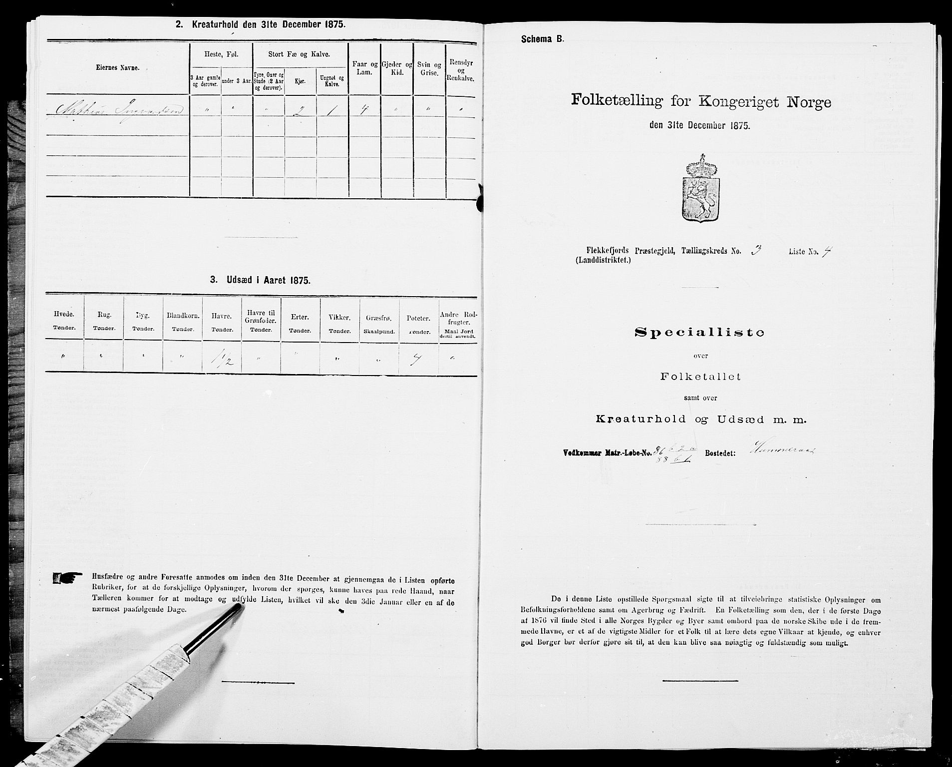 SAK, Folketelling 1875 for 1042L Flekkefjord prestegjeld, Nes sokn og Hidra sokn, 1875, s. 400