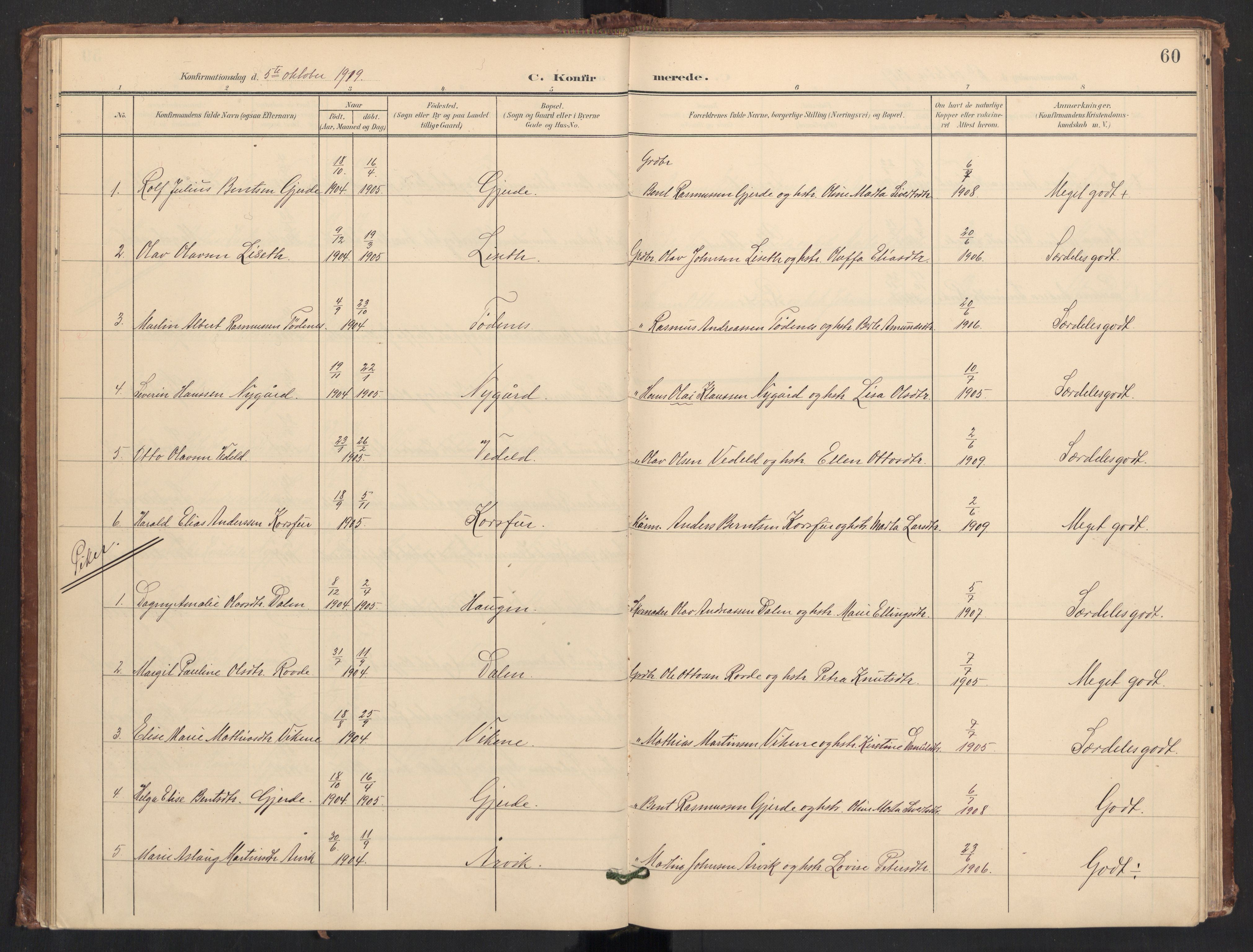 Ministerialprotokoller, klokkerbøker og fødselsregistre - Møre og Romsdal, AV/SAT-A-1454/504/L0057: Ministerialbok nr. 504A04, 1902-1919, s. 60