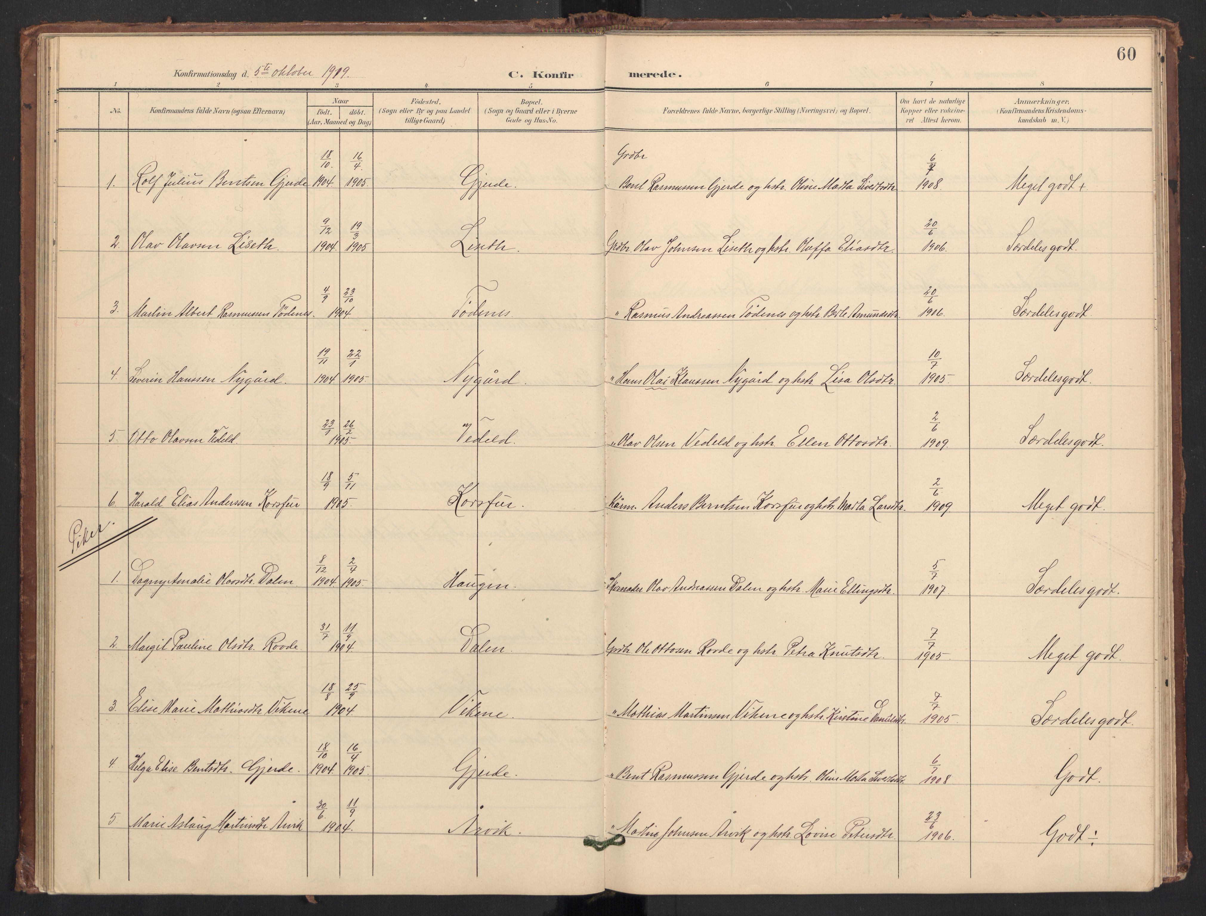 Ministerialprotokoller, klokkerbøker og fødselsregistre - Møre og Romsdal, SAT/A-1454/504/L0057: Ministerialbok nr. 504A04, 1902-1919, s. 60