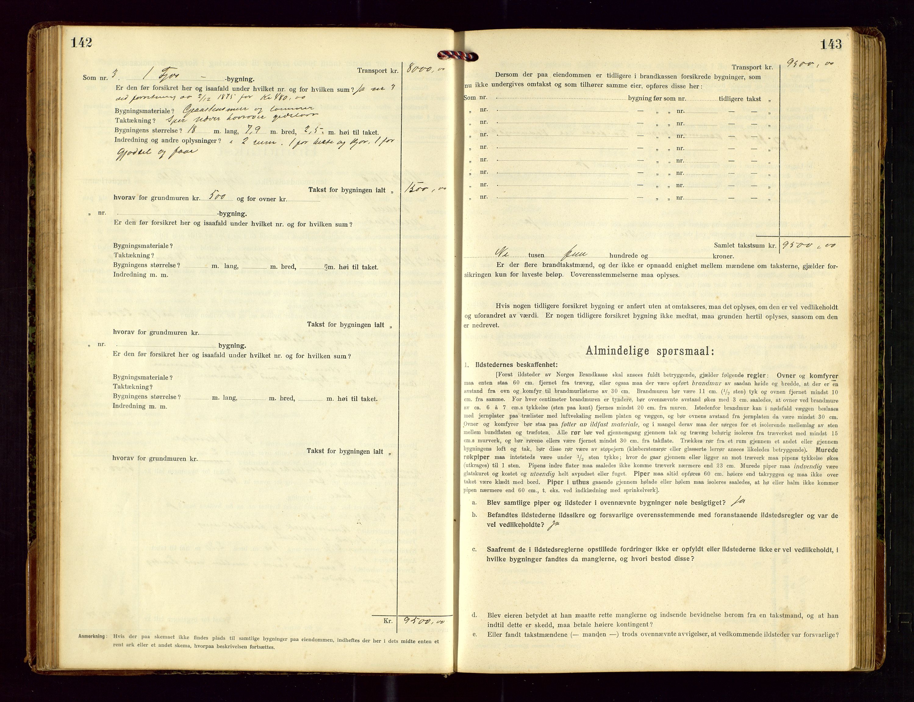 Heskestad lensmannskontor, SAST/A-100304/Gob/L0002: "Brandtakstprotokol", 1915-1922, s. 142-143