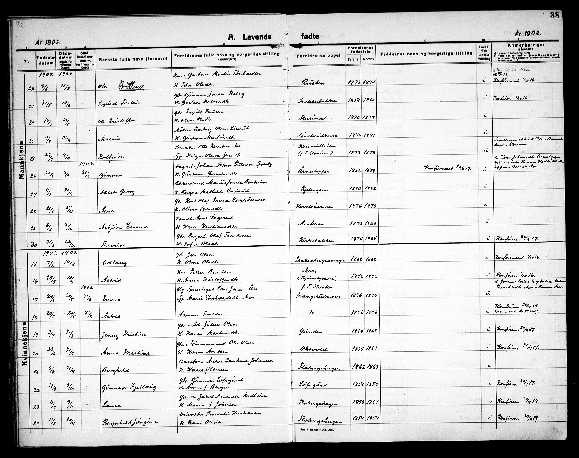 Åsnes prestekontor, AV/SAH-PREST-042/H/Ha/Haa/L0000C: Ministerialbok nr. 0A, 1890-1929, s. 38