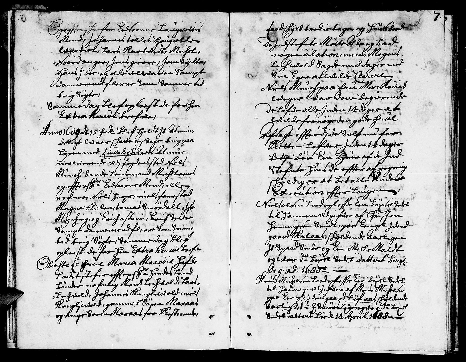 Nordhordland sorenskrivar, AV/SAB-A-2901/1/F/Fa/L0023: Tingbok (justisprotokoll), 1689, s. 6b-7a