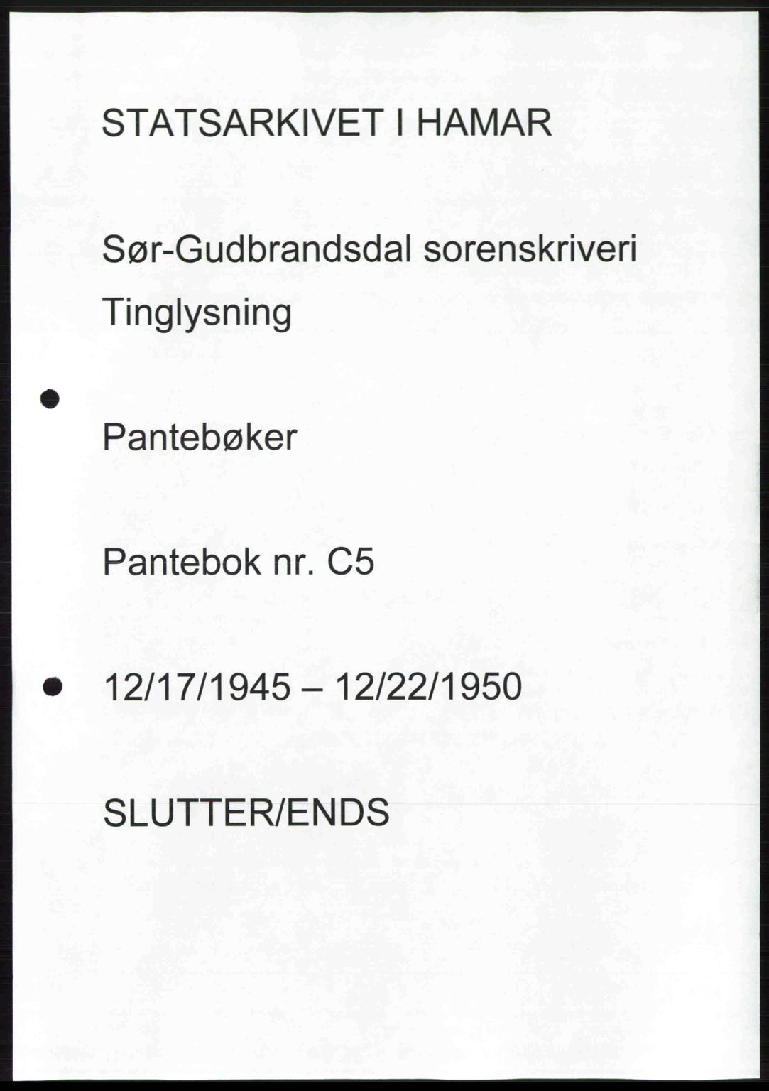 Sør-Gudbrandsdal tingrett, SAH/TING-004/H/Hb/Hbf/L0004: Pantebok nr. C5b, 1945-1951