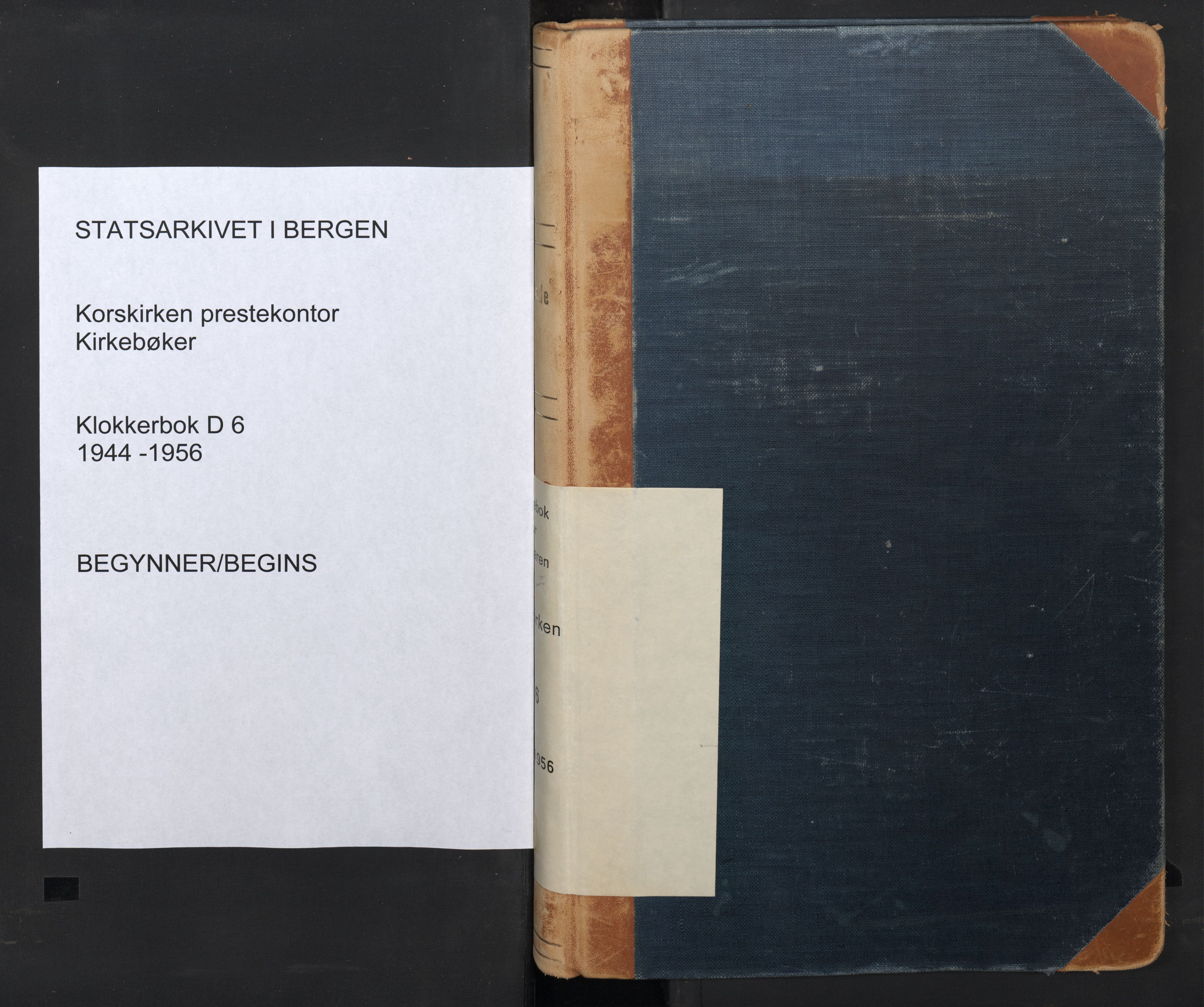 Korskirken sokneprestembete, SAB/A-76101/H/Hab: Klokkerbok nr. D 6, 1944-1956