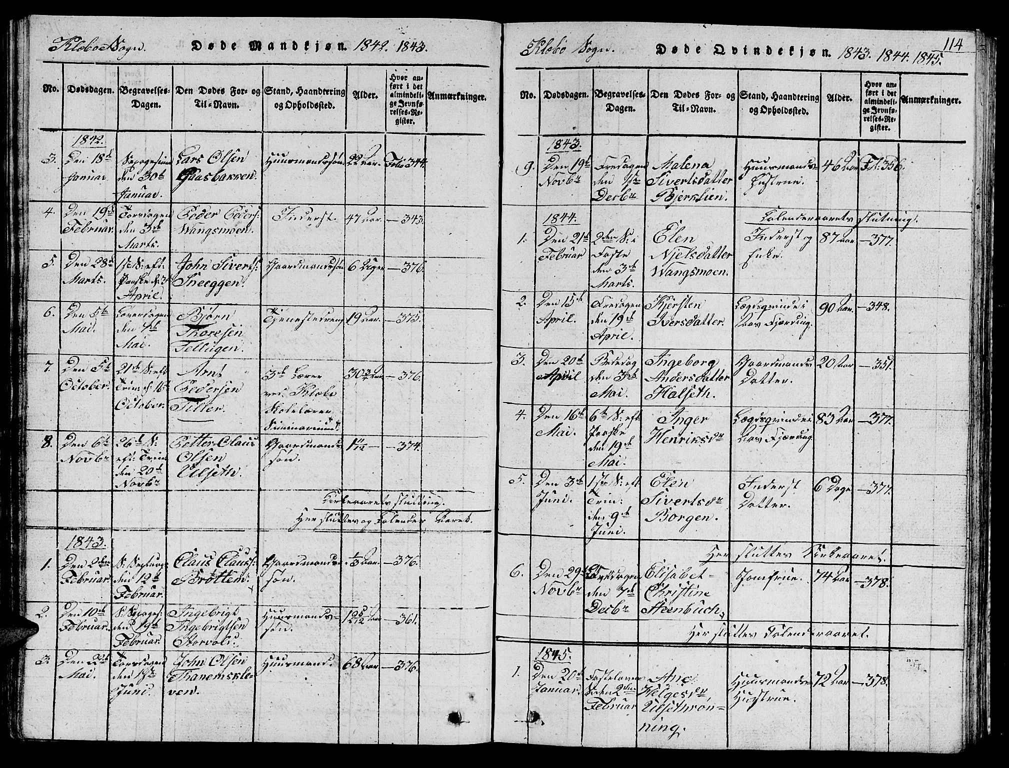 Ministerialprotokoller, klokkerbøker og fødselsregistre - Sør-Trøndelag, SAT/A-1456/618/L0450: Klokkerbok nr. 618C01, 1816-1865, s. 114