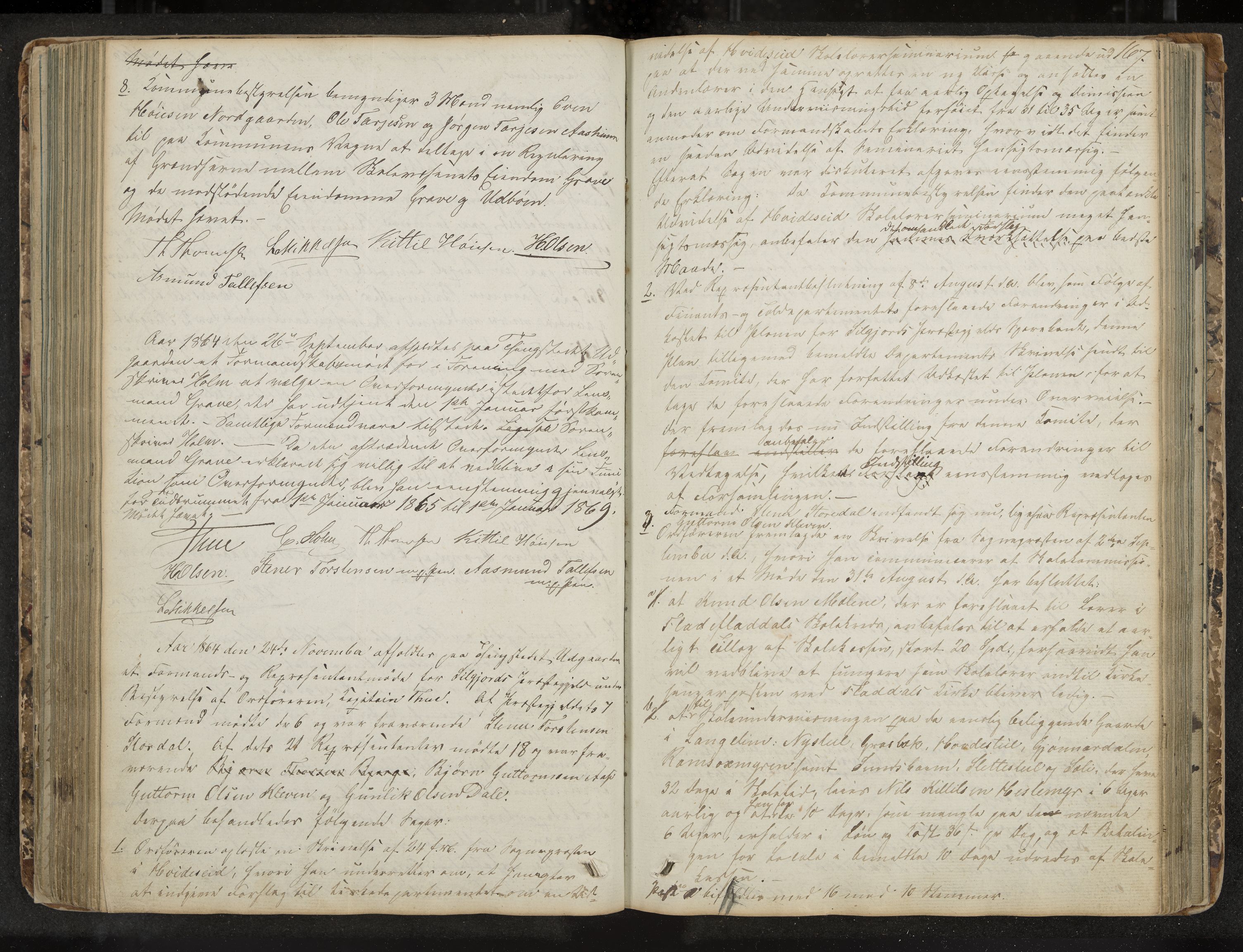 Seljord formannskap og sentraladministrasjon, IKAK/0828021/A/Aa/L0001: Møtebok med register, 1838-1879, s. 167