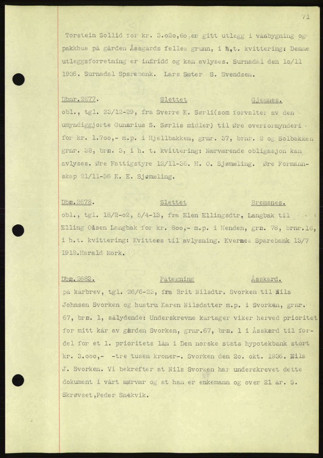 Nordmøre sorenskriveri, SAT/A-4132/1/2/2Ca: Pantebok nr. C80, 1936-1939, Dagboknr: 2677/1936