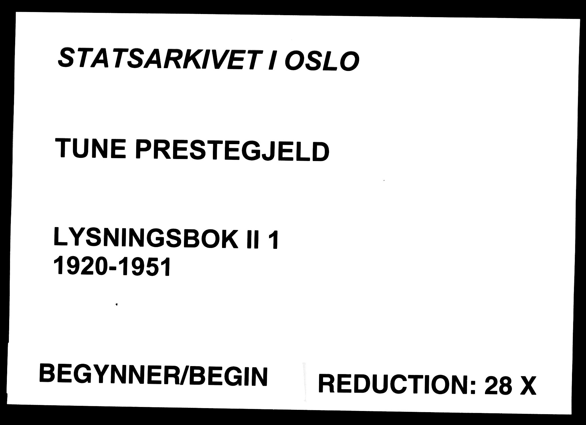 Tune prestekontor Kirkebøker, SAO/A-2007/H/Hb/L0001: Lysningsprotokoll nr. II 1, 1920-1951