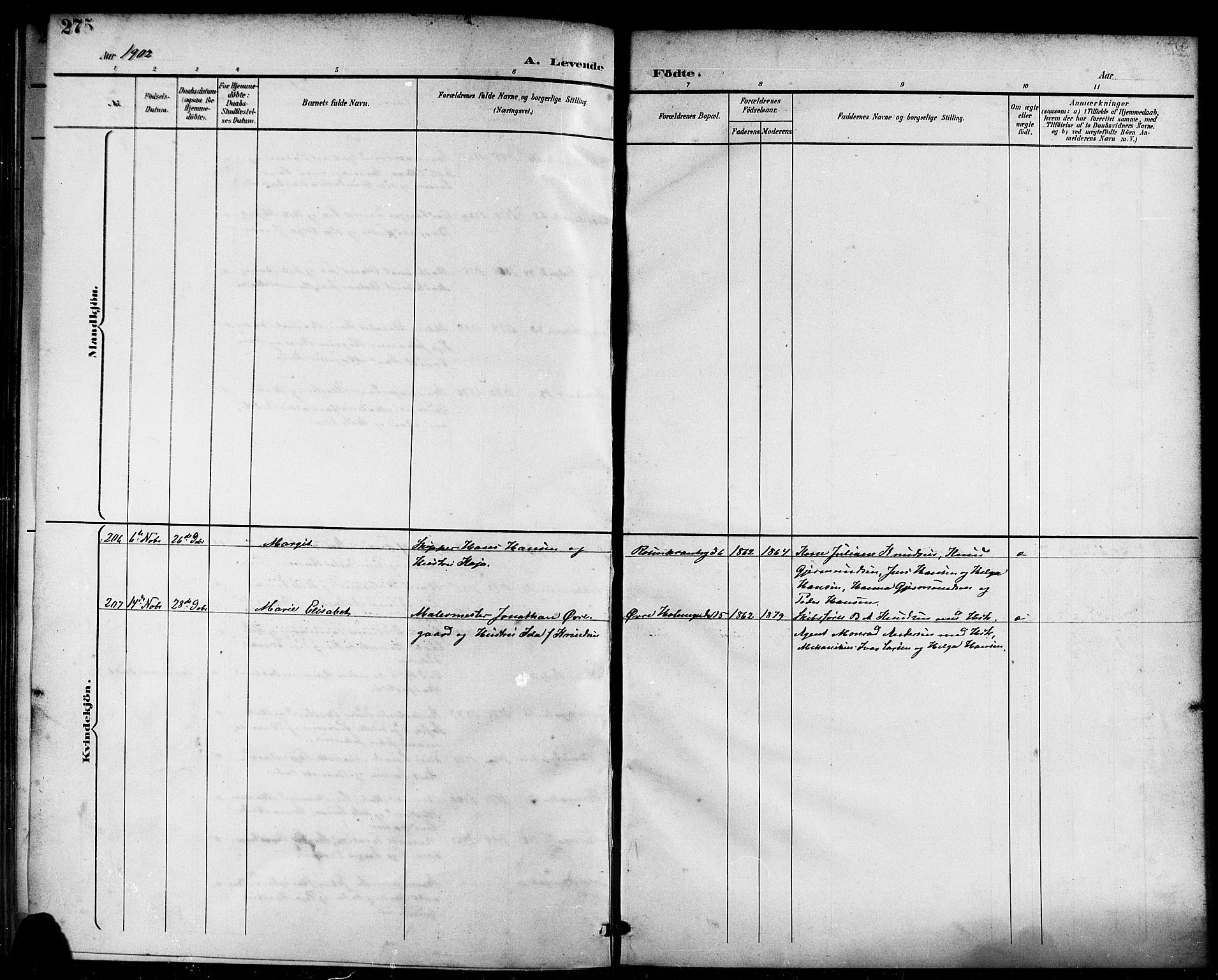 Domkirken sokneprestkontor, SAST/A-101812/001/30/30BB/L0016: Klokkerbok nr. B 16, 1891-1902, s. 275