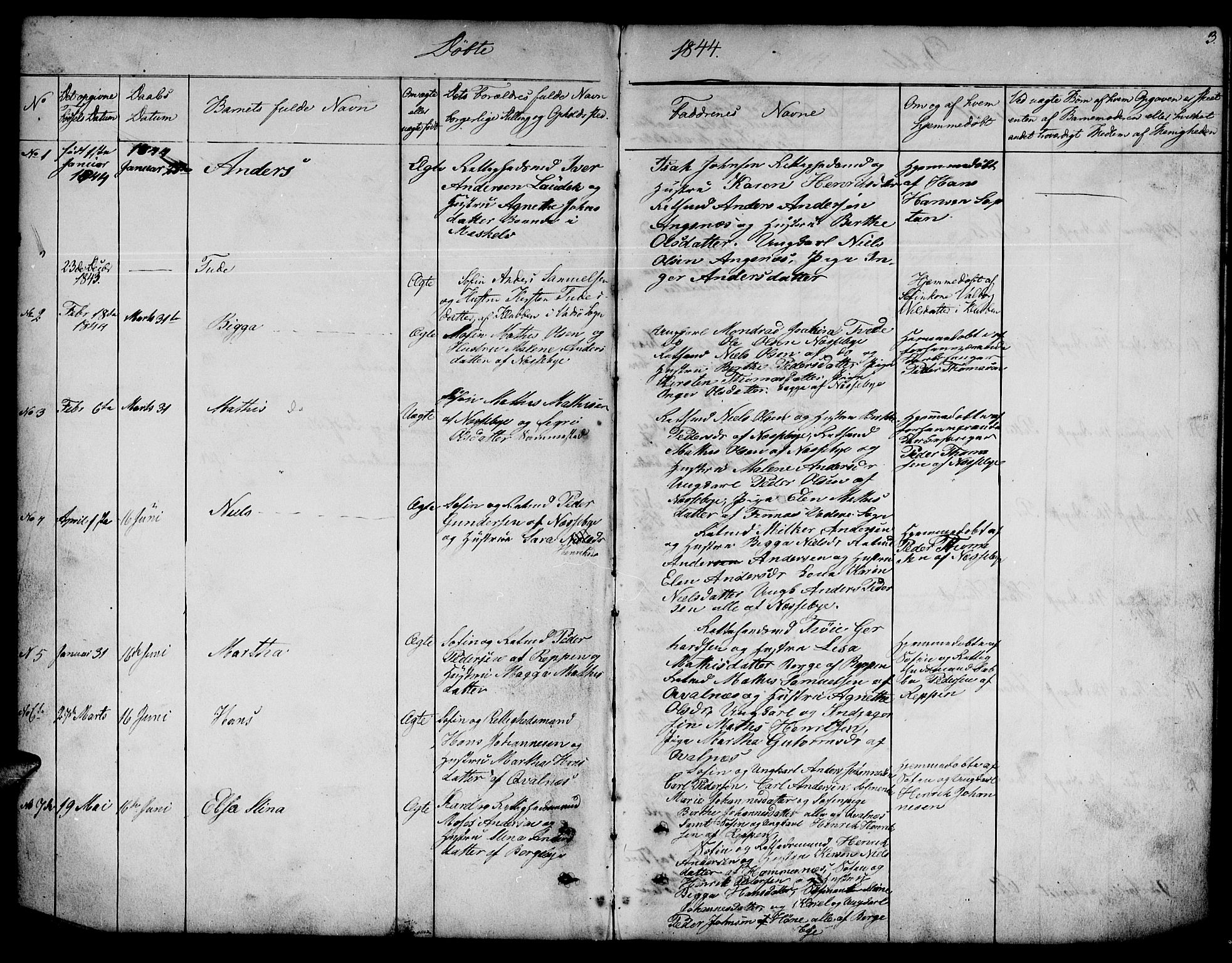 Nesseby sokneprestkontor, AV/SATØ-S-1330/H/Hb/L0001klokker: Klokkerbok nr. 1, 1844-1861, s. 3