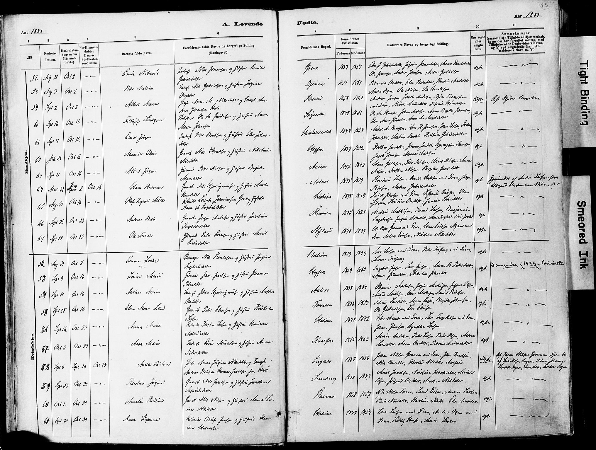 Ministerialprotokoller, klokkerbøker og fødselsregistre - Nordland, SAT/A-1459/820/L0295: Ministerialbok nr. 820A16, 1880-1896, s. 13