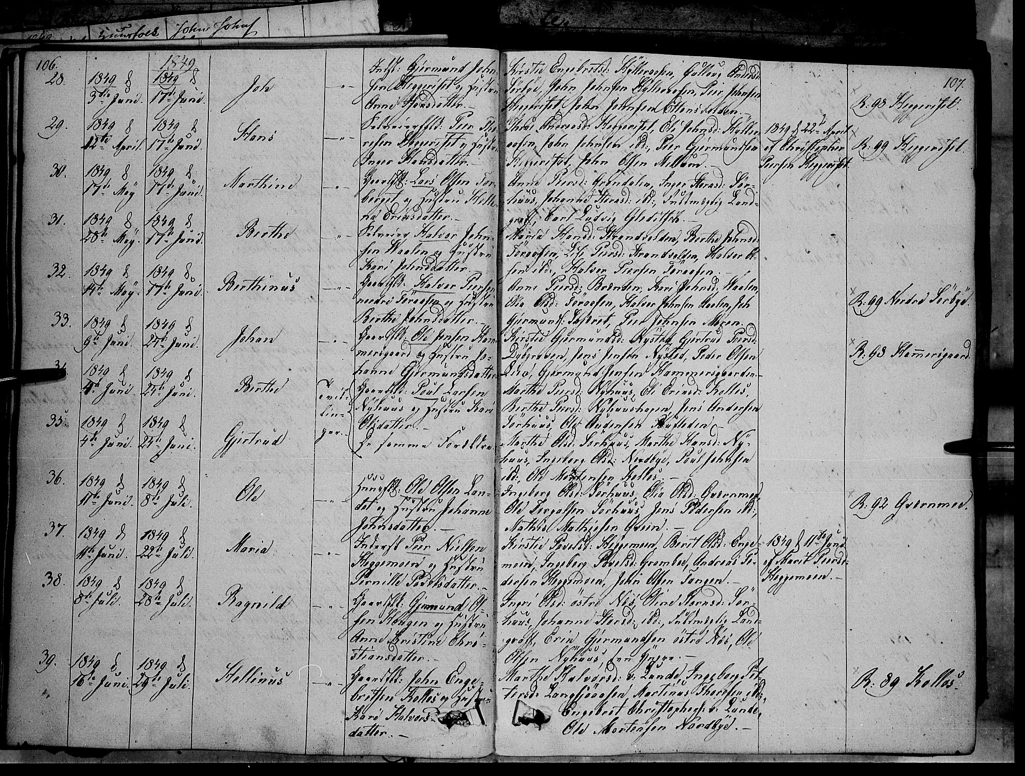 Trysil prestekontor, AV/SAH-PREST-046/H/Ha/Haa/L0004: Ministerialbok nr. 4 /1, 1842-1850, s. 106-107