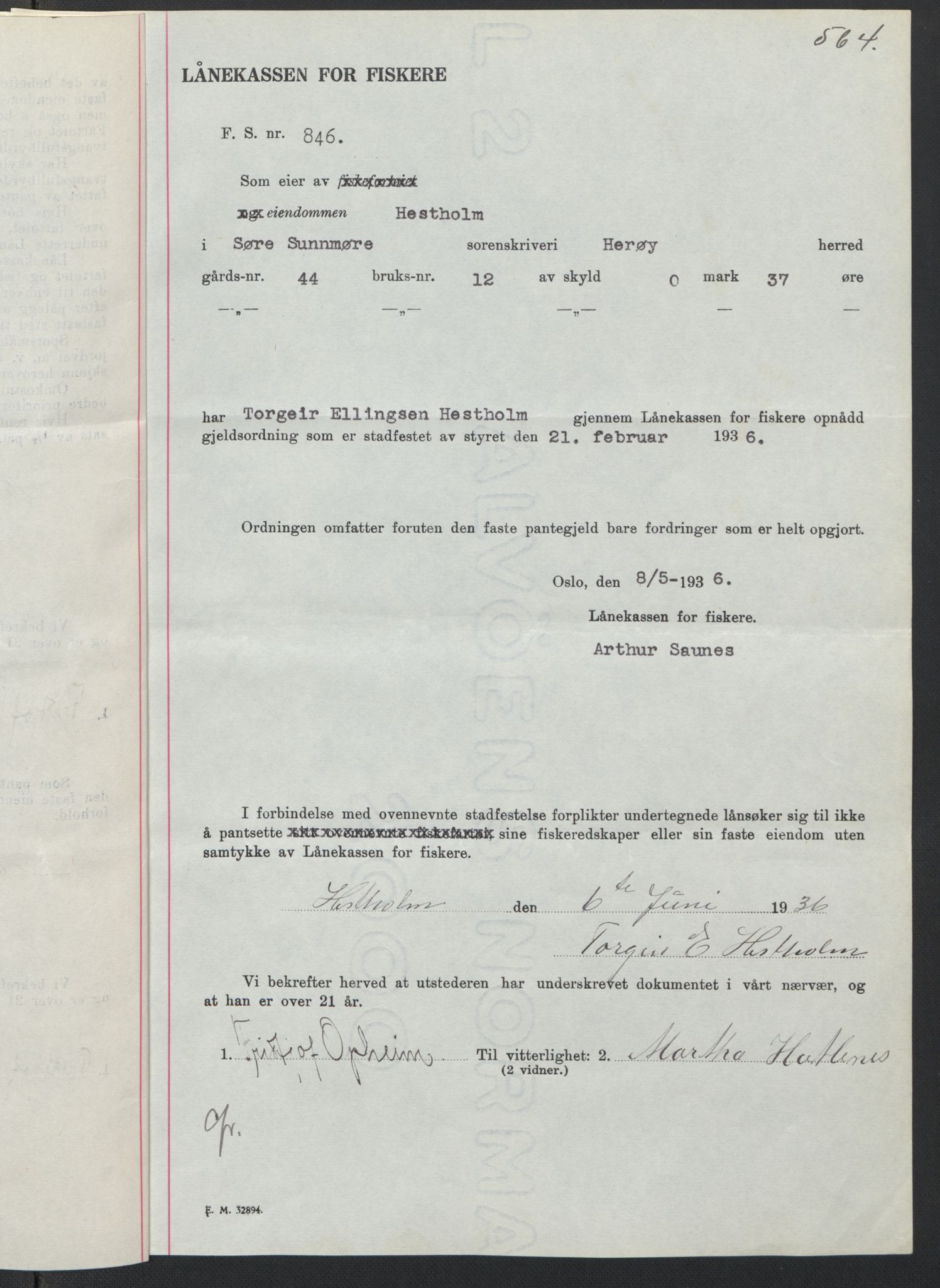 Søre Sunnmøre sorenskriveri, AV/SAT-A-4122/1/2/2C/L0060: Pantebok nr. 54, 1935-1936, Tingl.dato: 13.06.1936