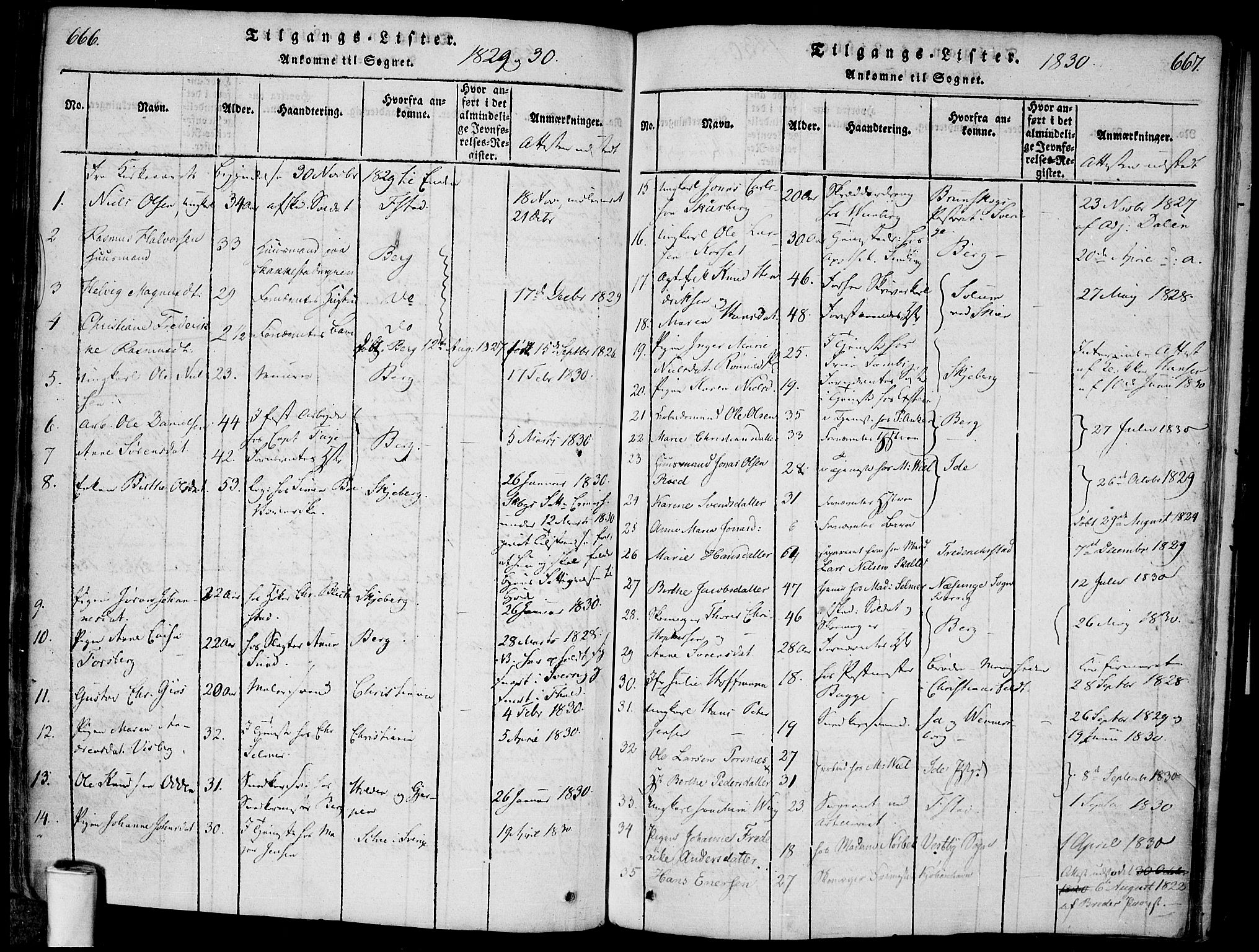 Halden prestekontor Kirkebøker, AV/SAO-A-10909/F/Fa/L0003: Ministerialbok nr. I 3, 1815-1834, s. 666-667