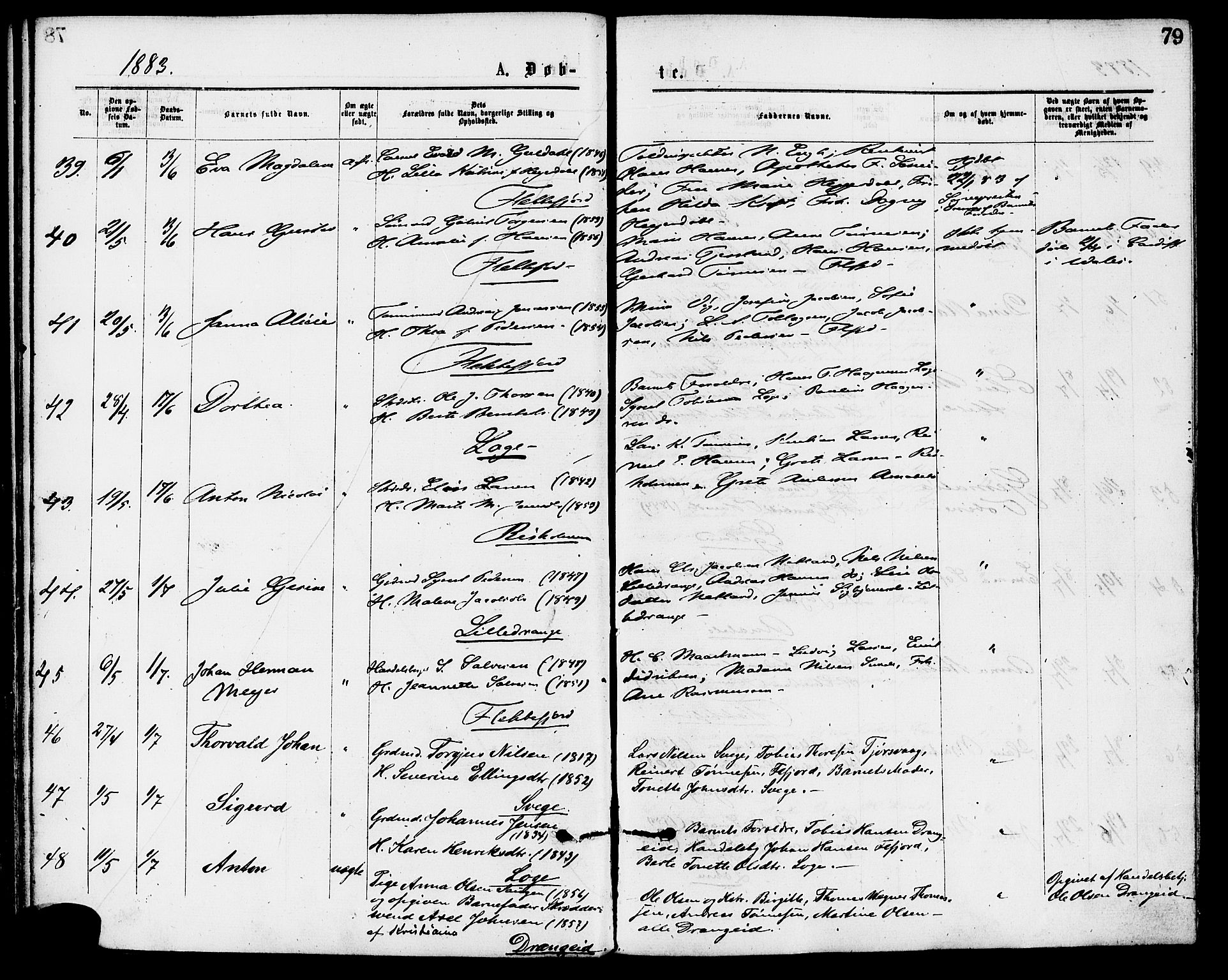 Flekkefjord sokneprestkontor, AV/SAK-1111-0012/F/Fa/Fac/L0007: Ministerialbok nr. A 7, 1875-1885, s. 79