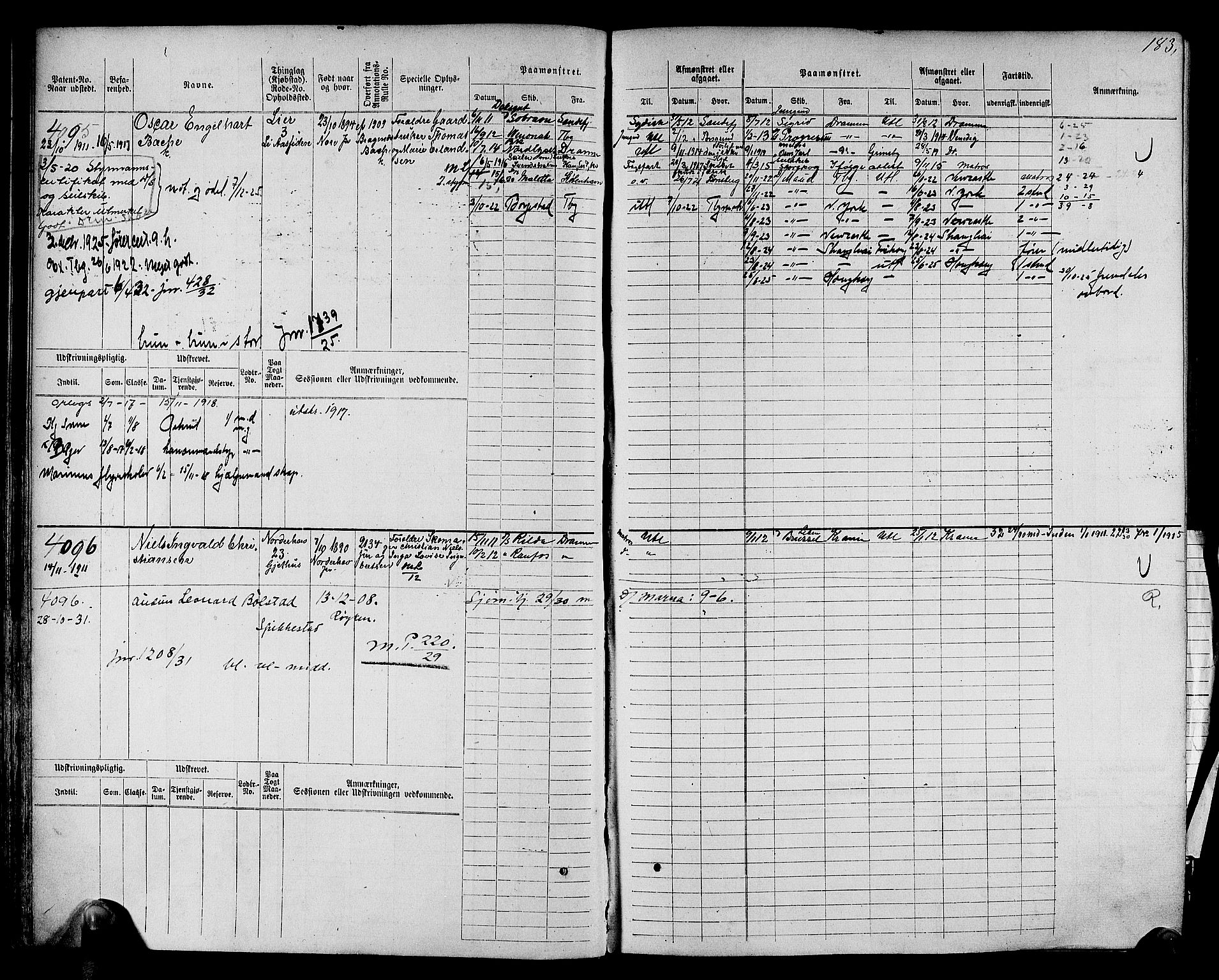 Drammen innrulleringsdistrikt, SAKO/A-781/F/Fc/L0005: Hovedrulle, 1911, s. 41