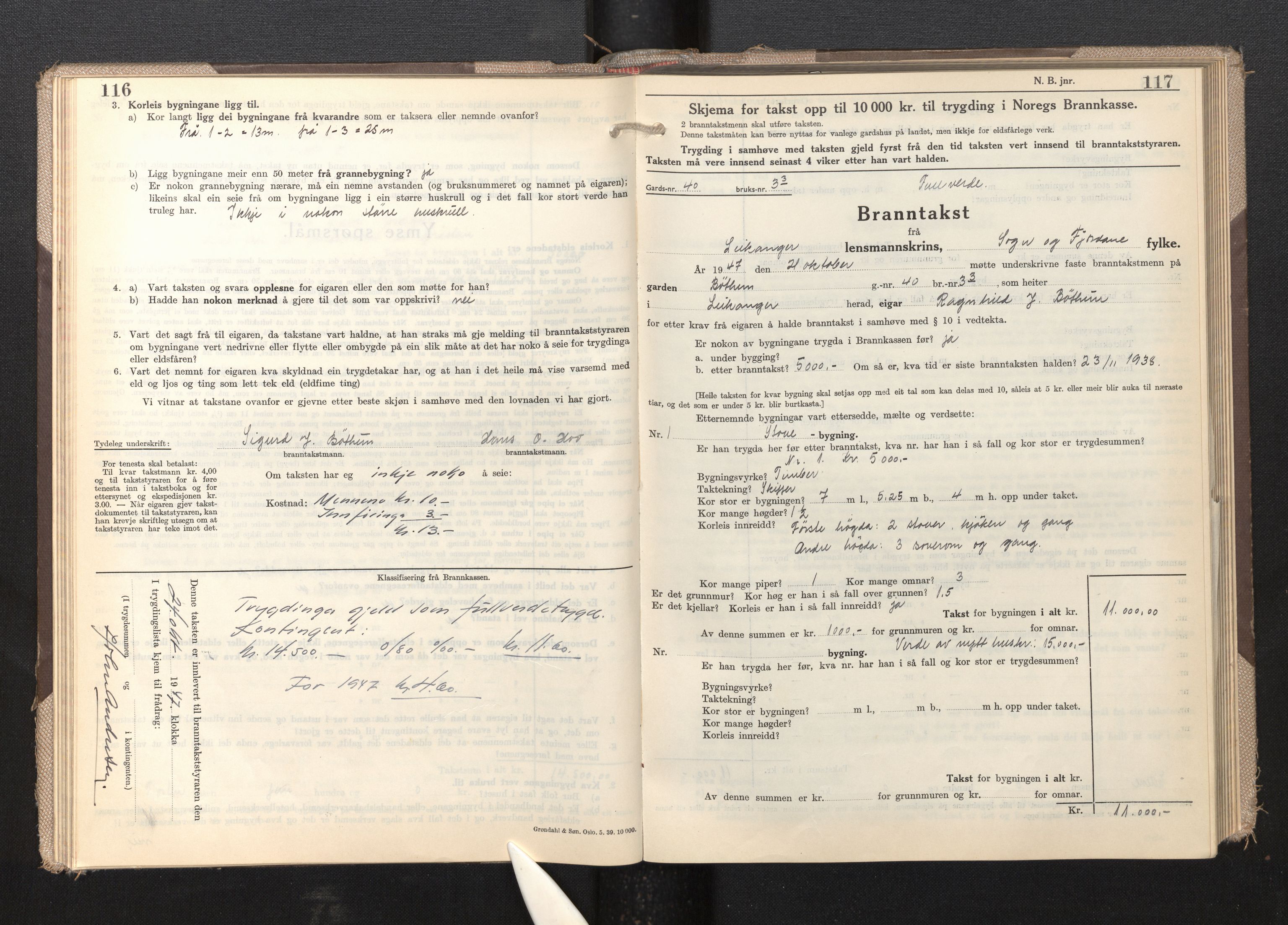 Lensmannen i Leikanger, AV/SAB-A-29201/0012/L0009: Branntakstprotokoll, skjematakst, 1946-1952, s. 116-117