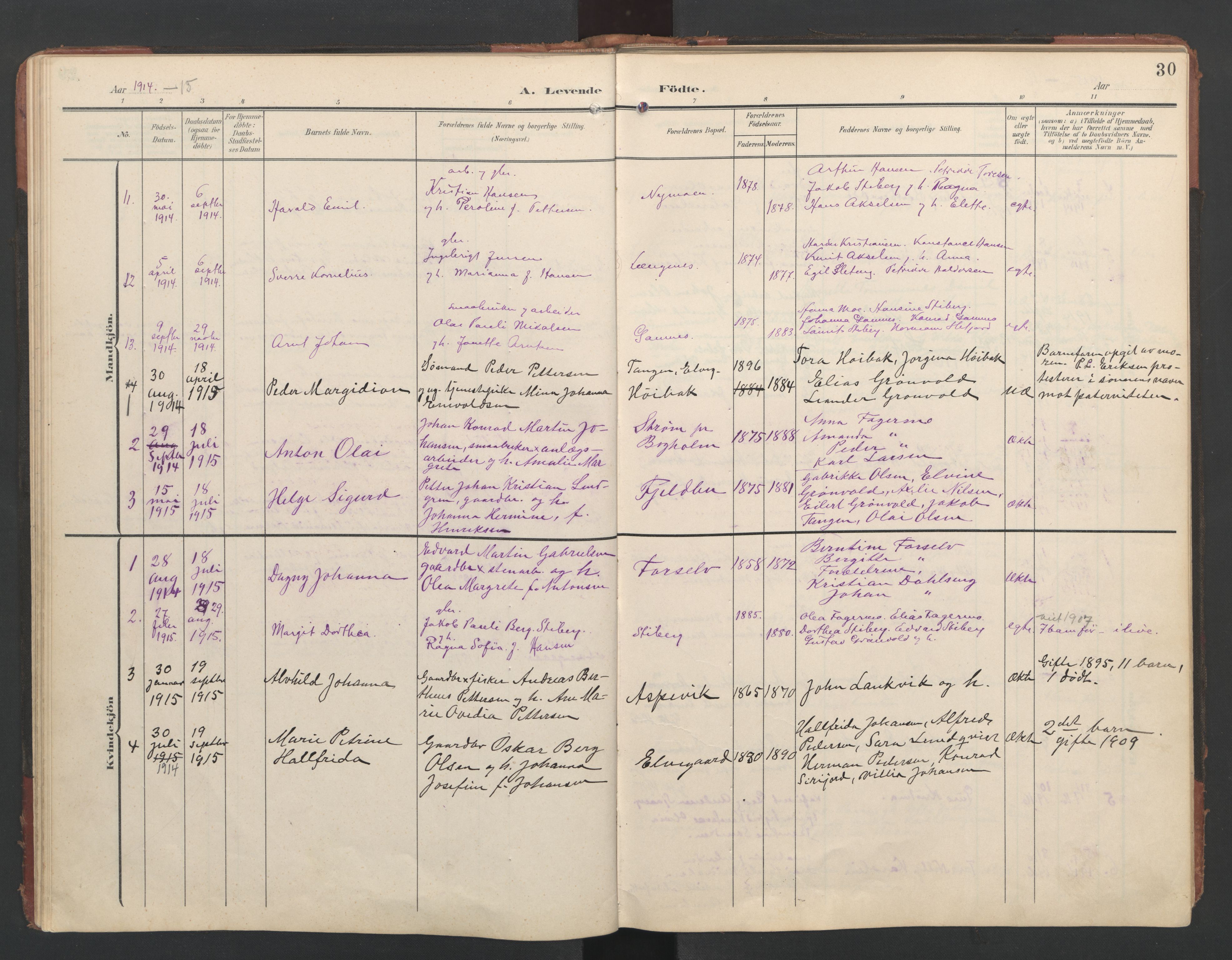 Ministerialprotokoller, klokkerbøker og fødselsregistre - Nordland, SAT/A-1459/867/L0966: Klokkerbok nr. 867C01, 1904-1952, s. 30