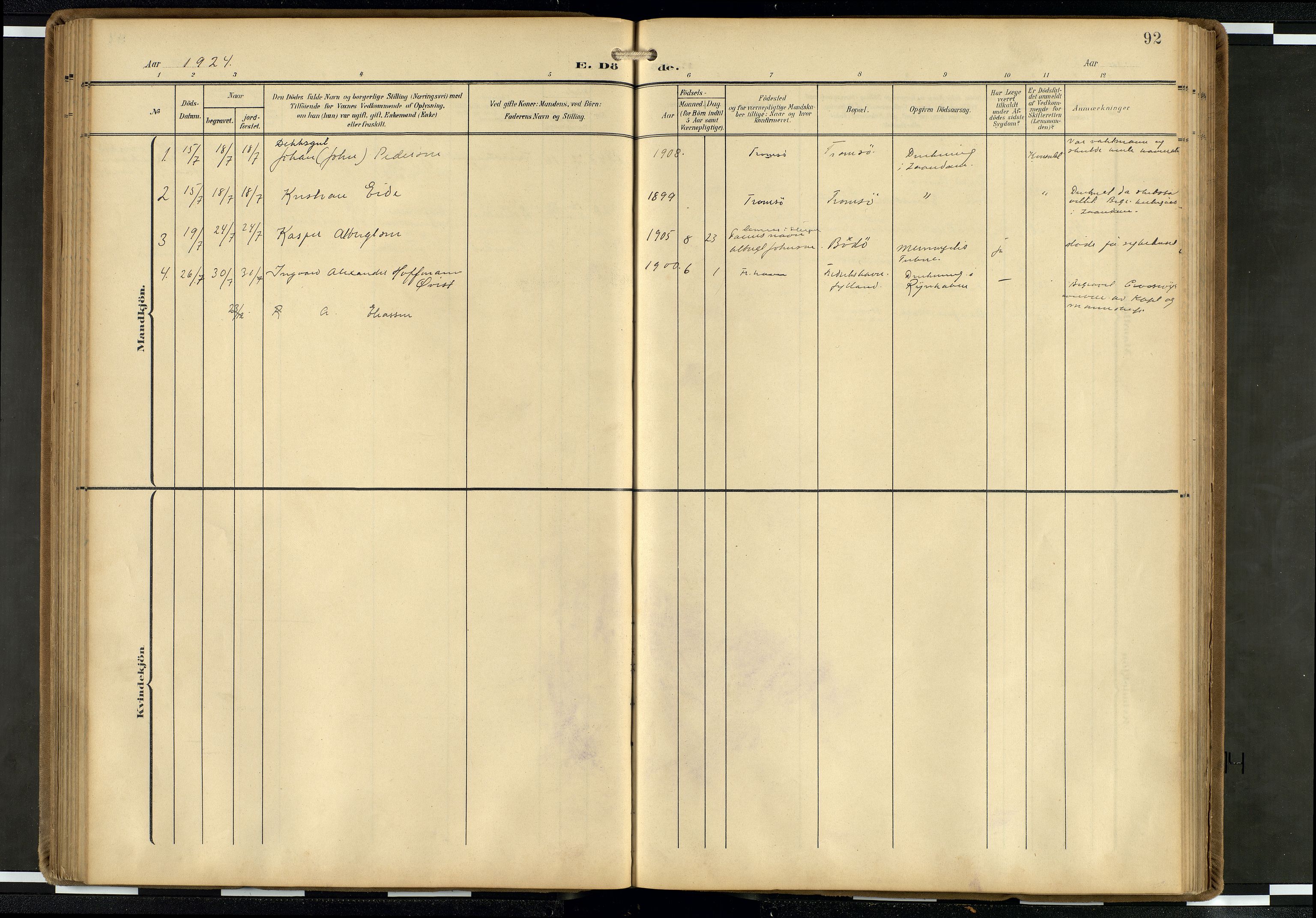Den norske sjømannsmisjon i utlandet/Hollandske havner (Amsterdam-Rotterdam-Europort), AV/SAB-SAB/PA-0106/H/Ha/Haa/L0003: Ministerialbok nr. A 3, 1908-1927, s. 91b-92a