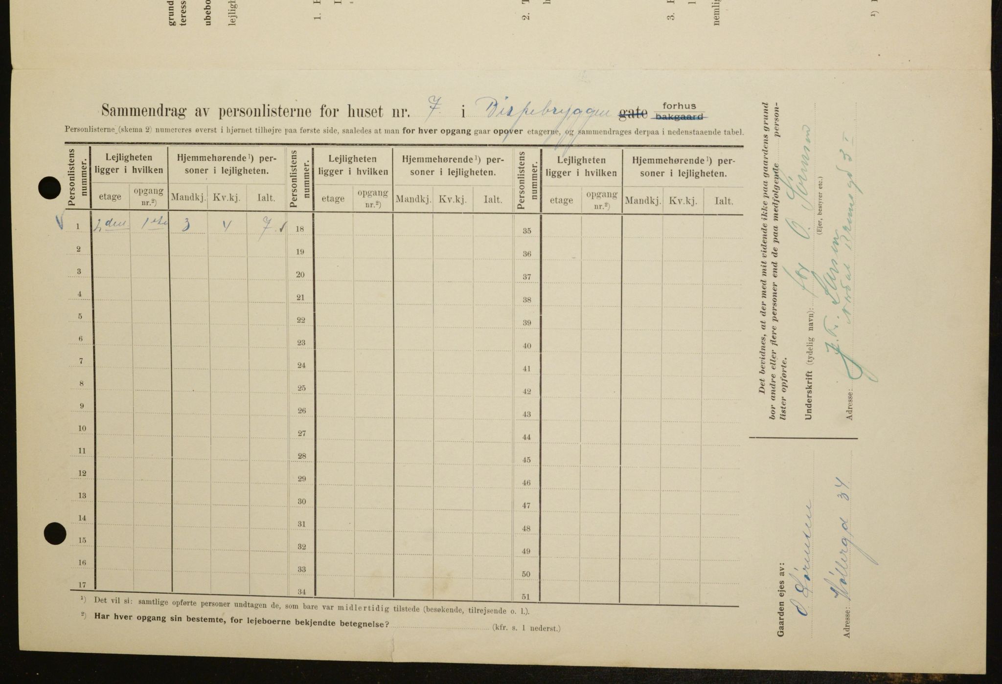 OBA, Kommunal folketelling 1.2.1909 for Kristiania kjøpstad, 1909, s. 4789