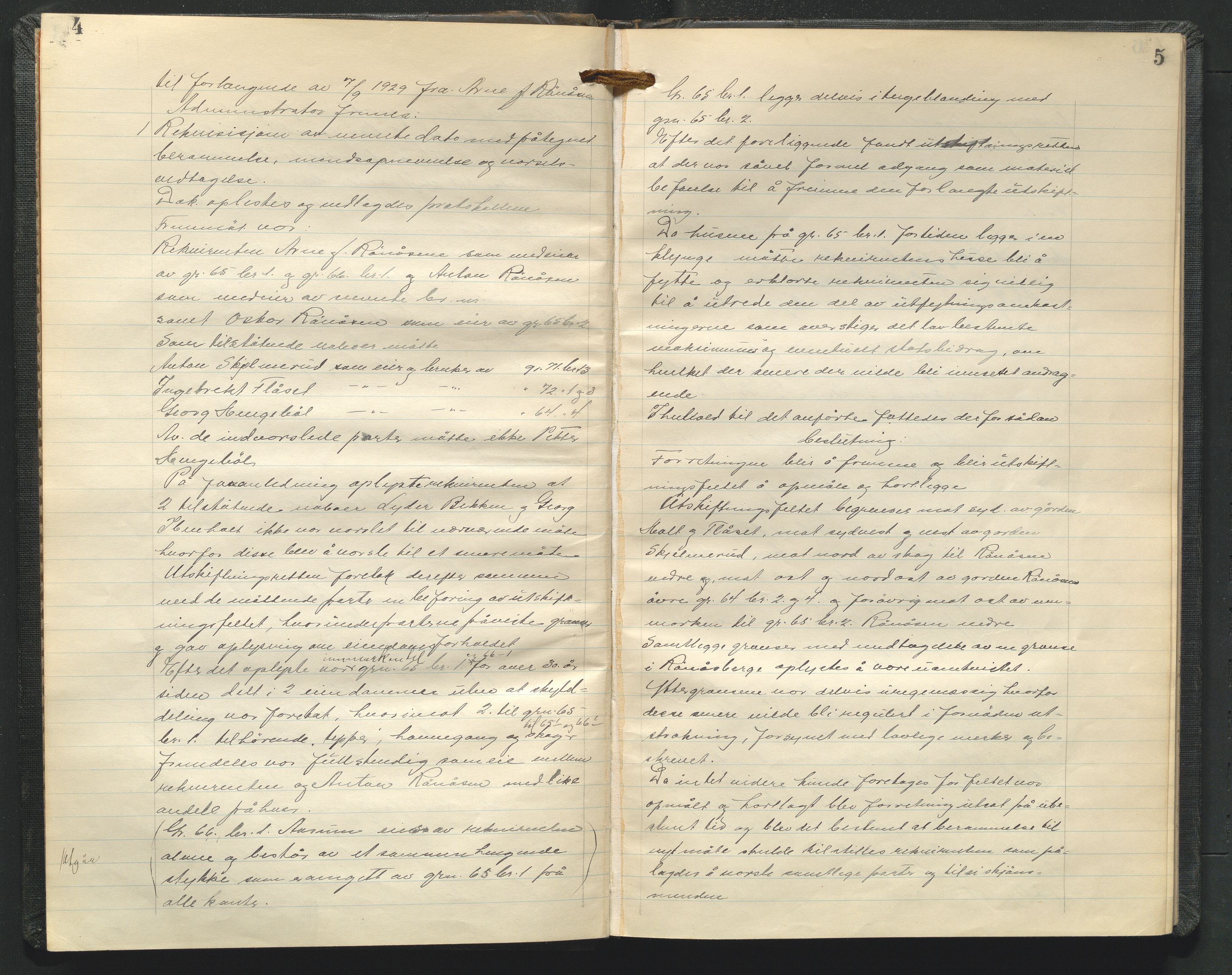 Hedmark og Østerdal jordskifterett, AV/SAH-JORDSKIFTEH-002/G/Ga/L0011: Rettsbok, 1930-1931, s. 4-5