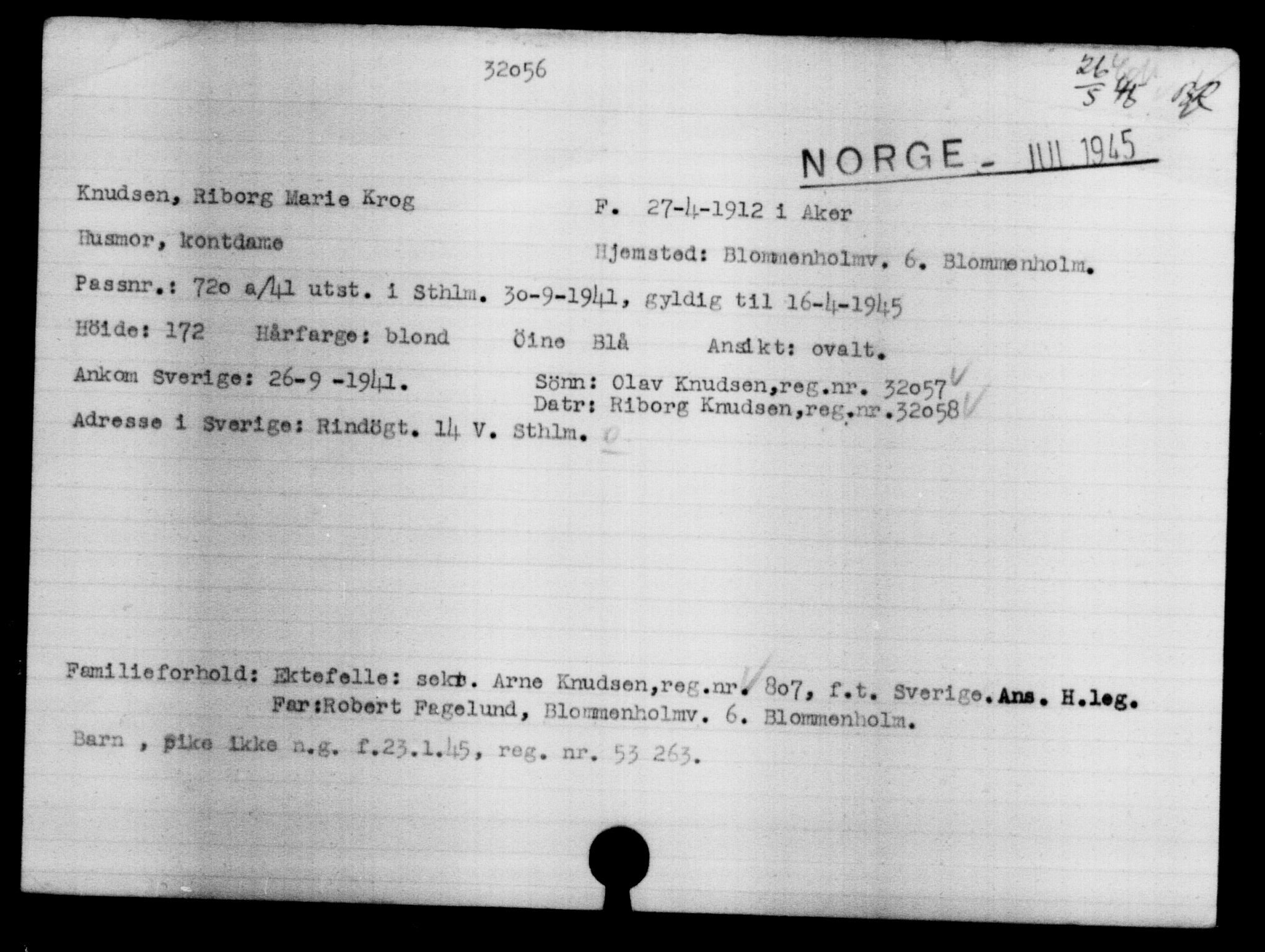 Den Kgl. Norske Legasjons Flyktningskontor, AV/RA-S-6753/V/Va/L0013: Kjesäterkartoteket.  Flyktningenr. 31500-34731, 1940-1945, s. 609