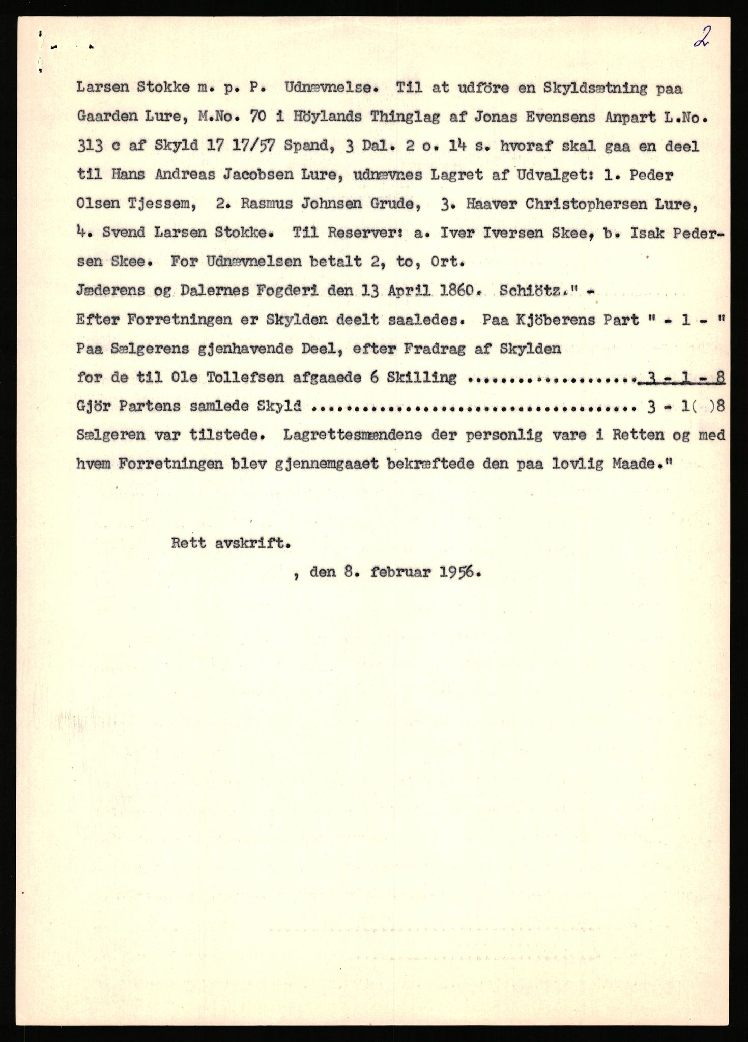 Statsarkivet i Stavanger, AV/SAST-A-101971/03/Y/Yj/L0055: Avskrifter sortert etter gårdsnavn: Lunde nordre - Løining i Elven, 1750-1930, s. 410