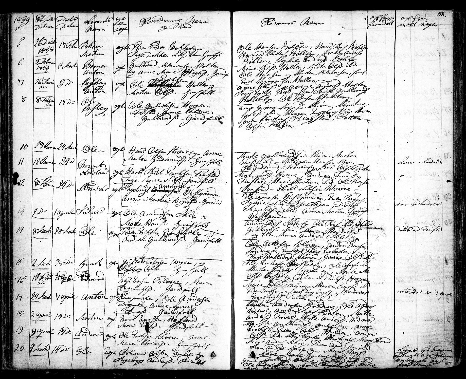 Nes prestekontor Kirkebøker, AV/SAO-A-10410/F/Fa/L0006: Ministerialbok nr. I 6, 1833-1845, s. 38