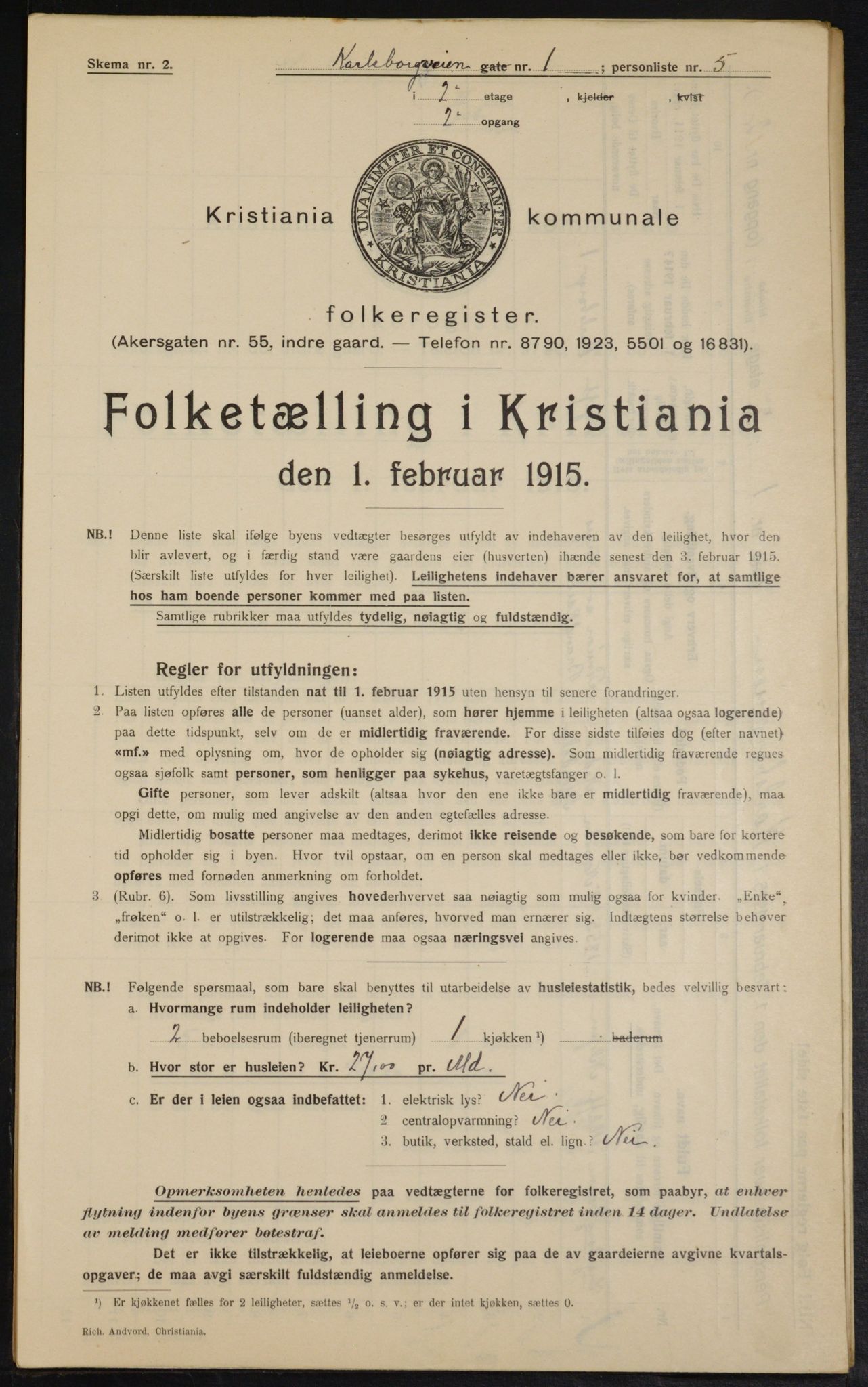 OBA, Kommunal folketelling 1.2.1915 for Kristiania, 1915, s. 48435