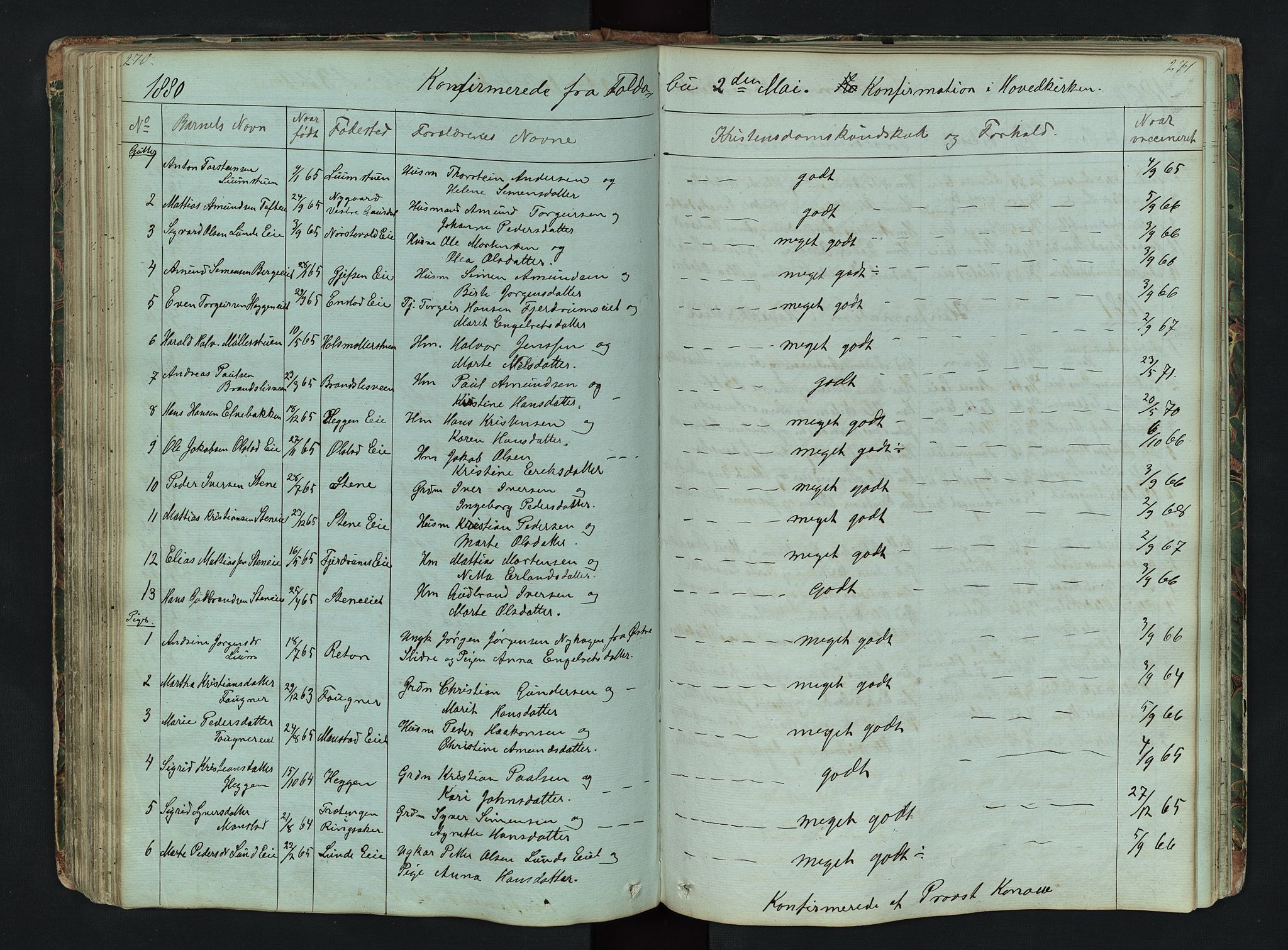 Gausdal prestekontor, AV/SAH-PREST-090/H/Ha/Hab/L0006: Klokkerbok nr. 6, 1846-1893, s. 270-271