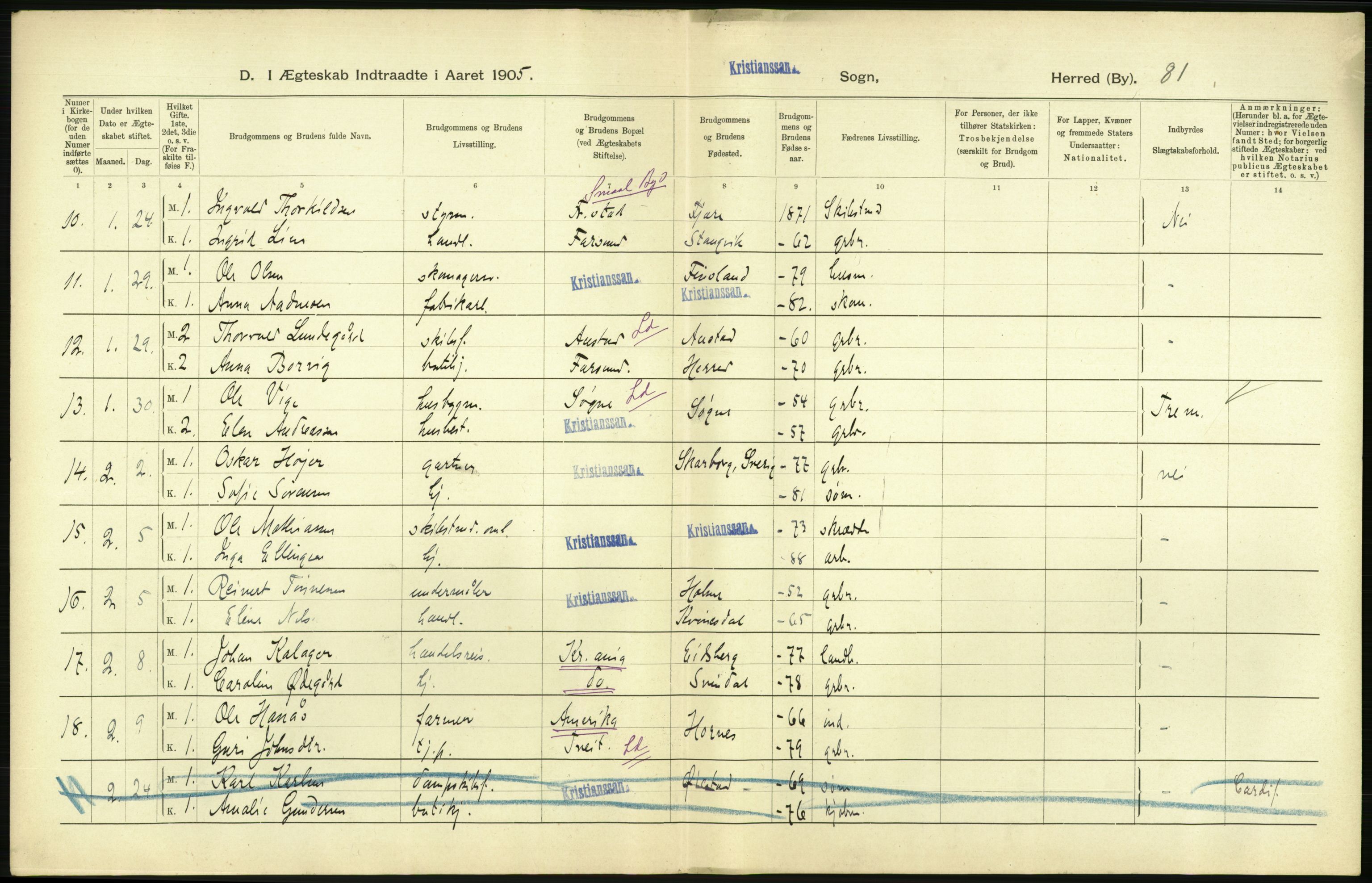 Statistisk sentralbyrå, Sosiodemografiske emner, Befolkning, AV/RA-S-2228/D/Df/Dfa/Dfac/L0043: Bratsberg - Lister og Mandals amt: Levendefødte menn og kvinner, gifte, døde, dødfødte. Byer., 1905, s. 652