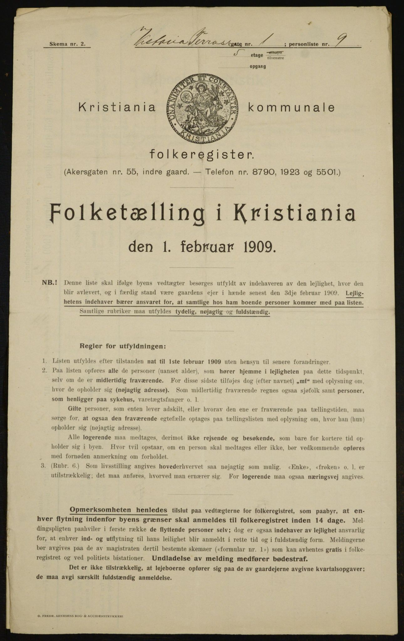 OBA, Kommunal folketelling 1.2.1909 for Kristiania kjøpstad, 1909, s. 112024