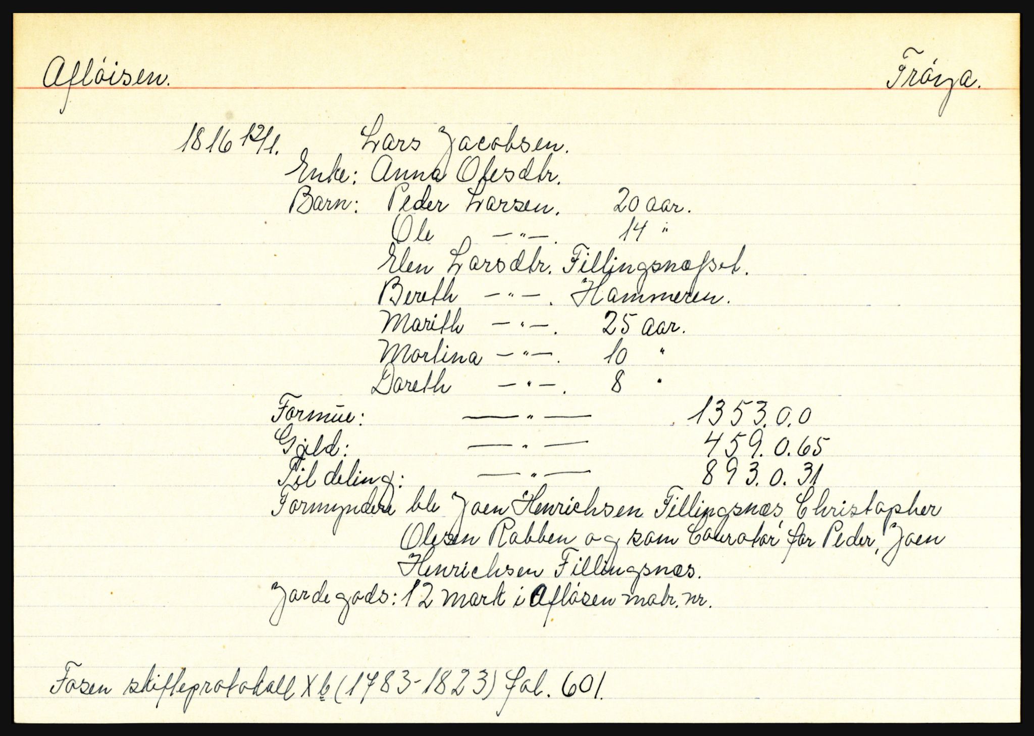 Fosen sorenskriveri, AV/SAT-A-1107/1/3, 1681-1823, s. 249