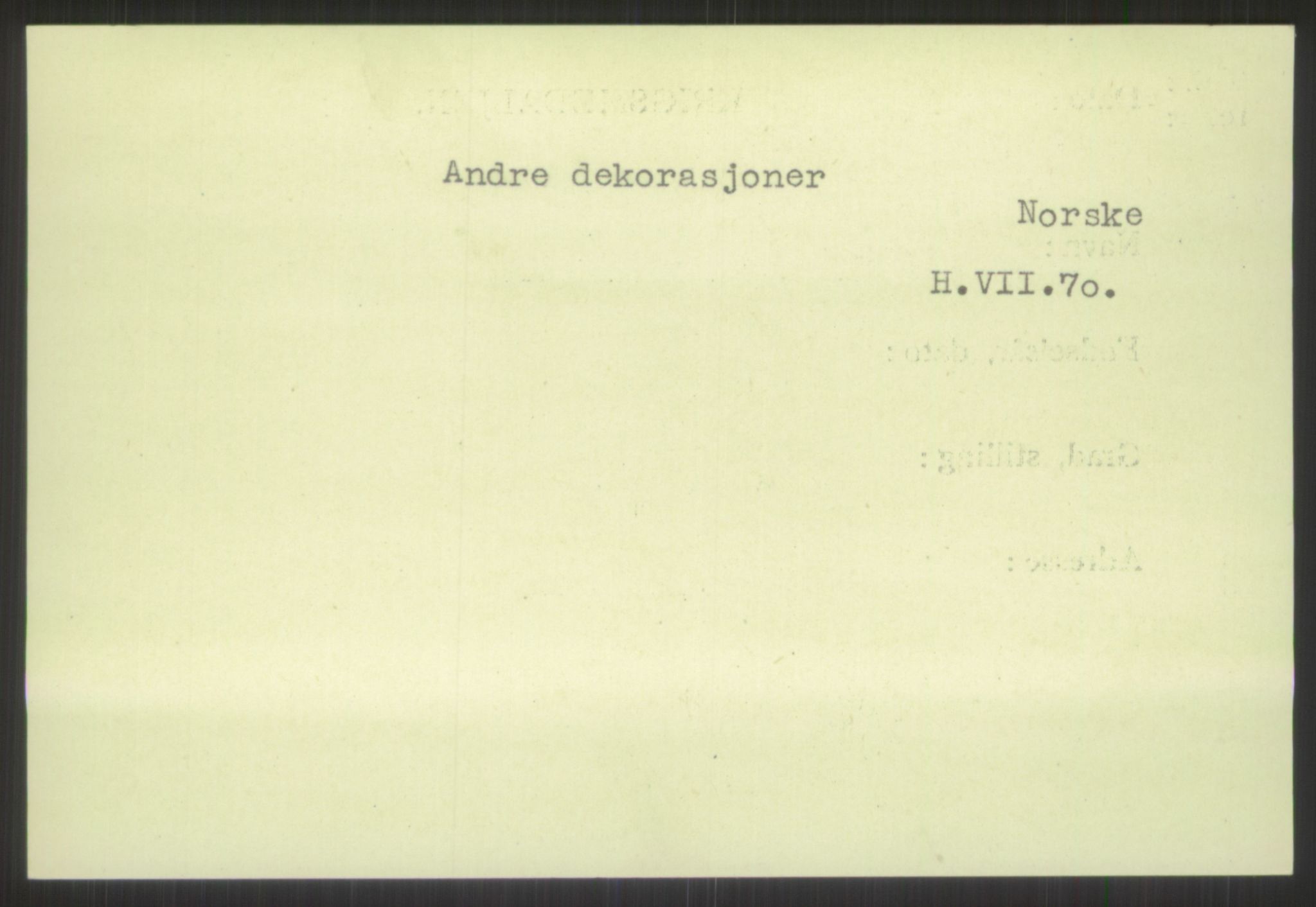 Forsvaret, Krigsdekorasjonskanselliet, AV/RA-RAFA-5156/G/Gb/Gbc/L0001: Dekorasjoner, 1944-1956