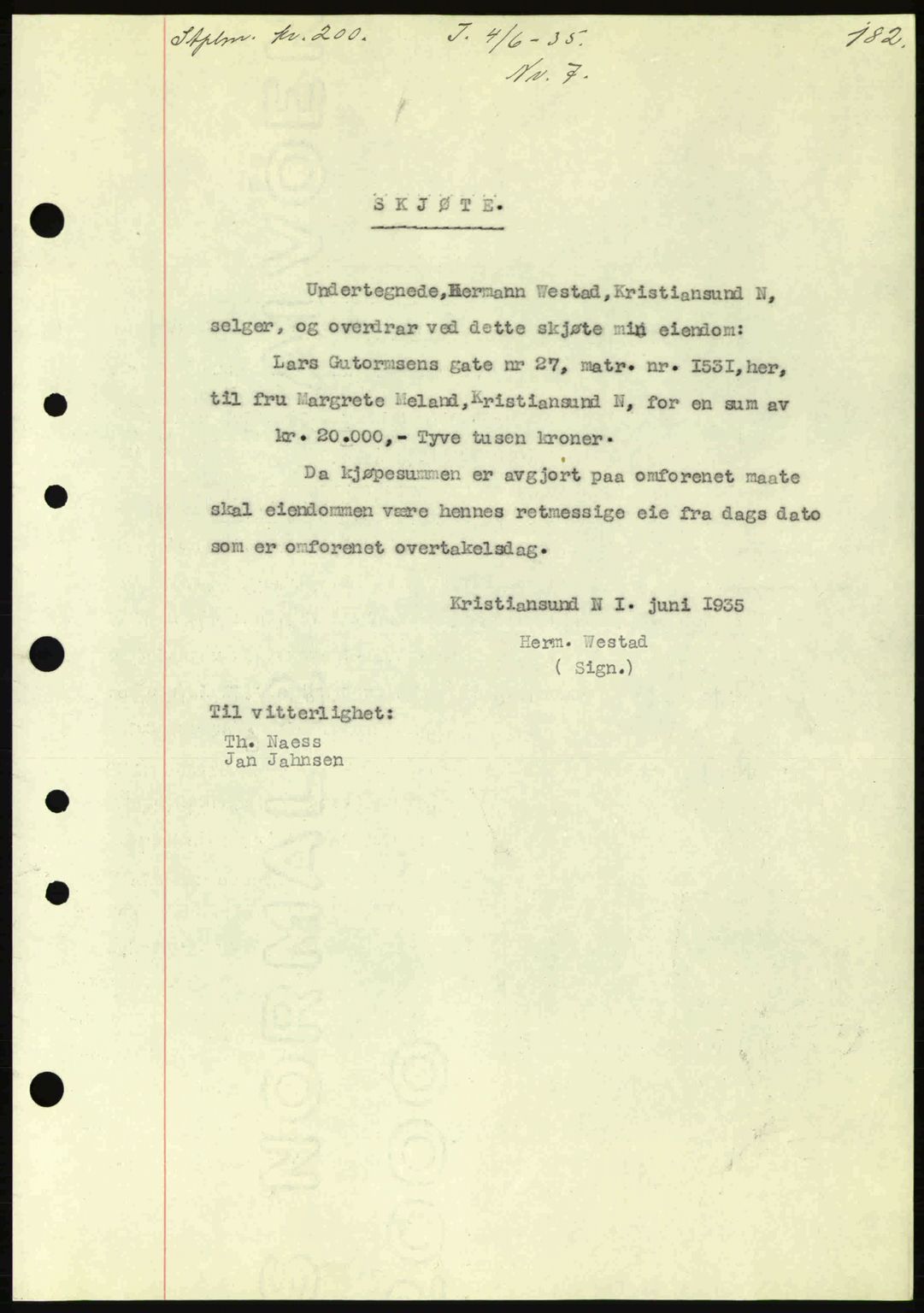 Kristiansund byfogd, SAT/A-4587/A/27: Pantebok nr. 28, 1934-1936, Tingl.dato: 04.06.1935