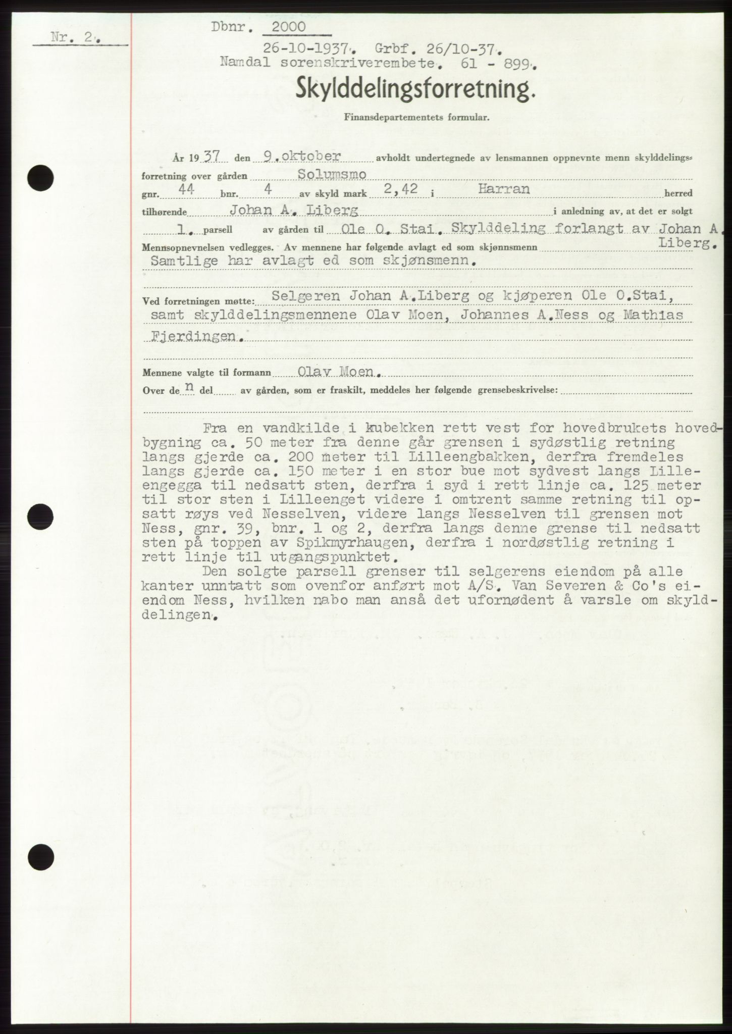 Namdal sorenskriveri, SAT/A-4133/1/2/2C: Pantebok nr. -, 1937-1939, Tingl.dato: 26.10.1937