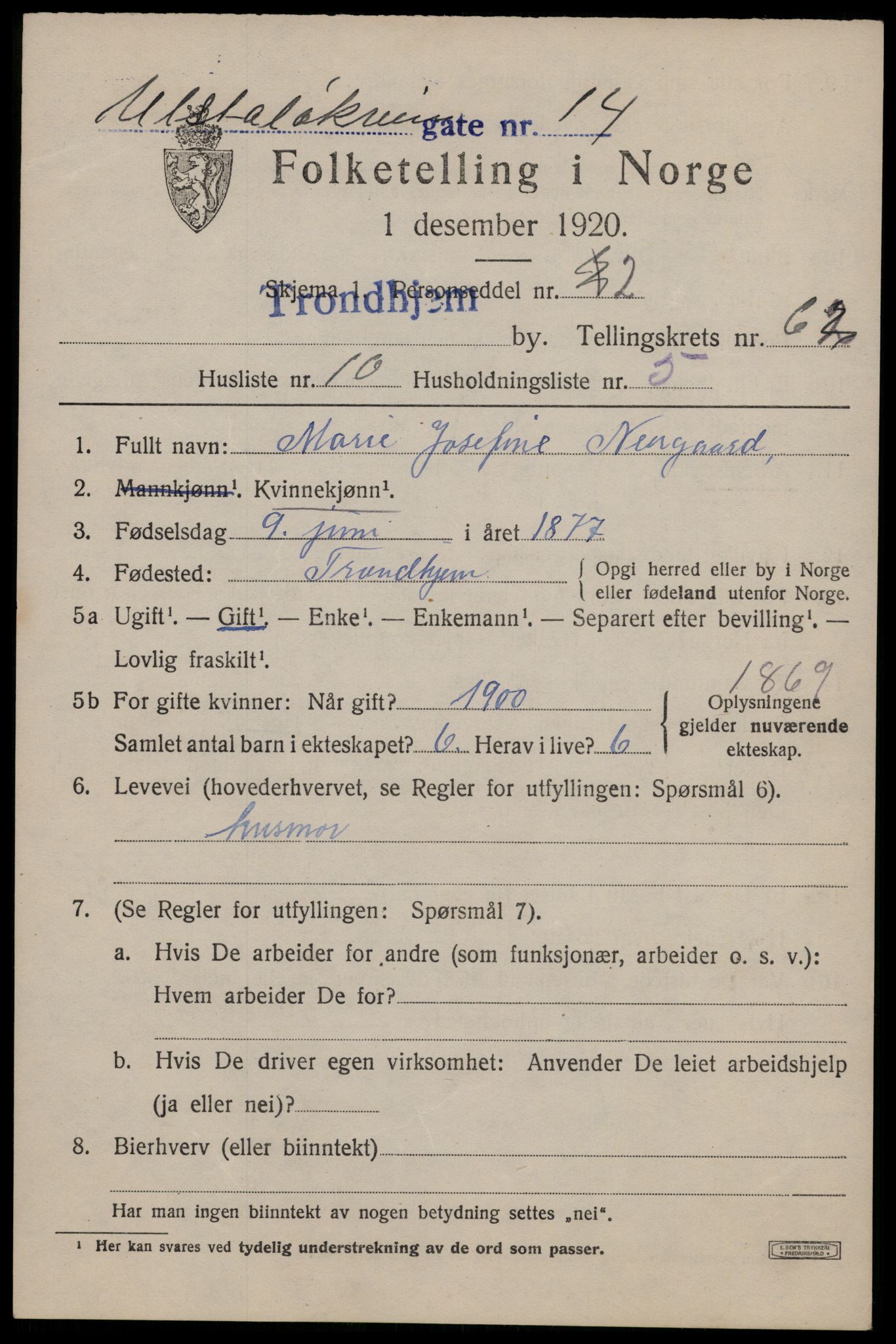 SAT, Folketelling 1920 for 1601 Trondheim kjøpstad, 1920, s. 125318