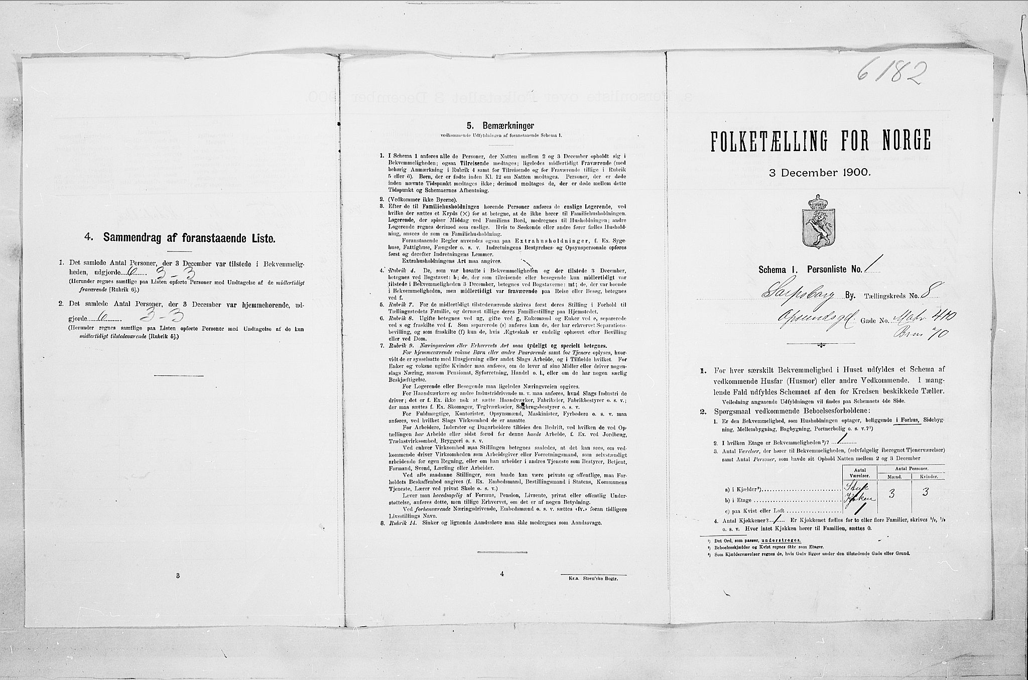 SAO, Folketelling 1900 for 0102 Sarpsborg kjøpstad, 1900